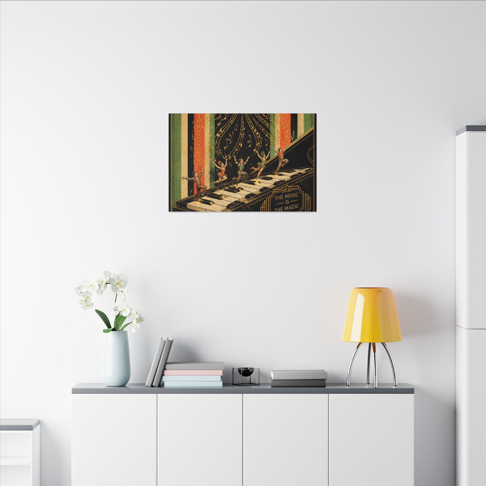 Grand Piano Acrobats Wall Art Canvas 16×20 Art Deco Entryway Decor Maximalist Print