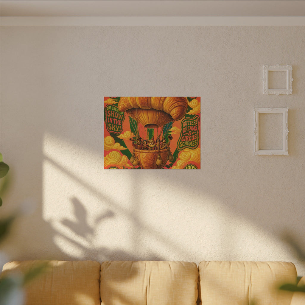 Croissant Hot Air Balloon Wall Art Canvas 24×36 Psychedelic Dining Room Decor Maximalist Print