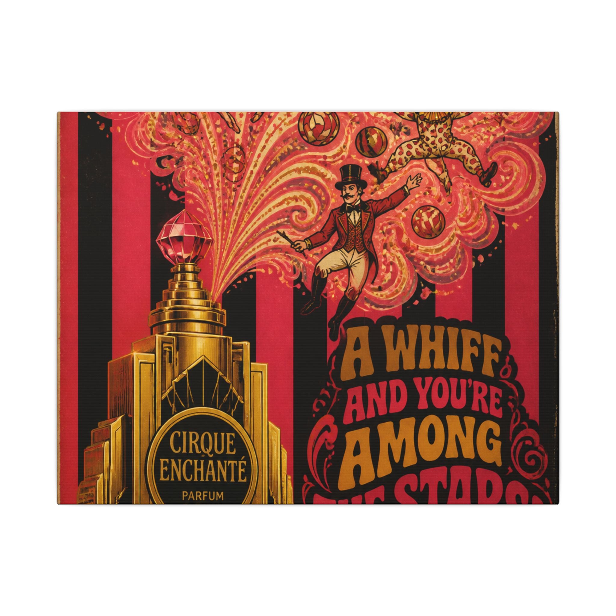 Perfume Bottle Fountain Wall Art Canvas 24×36 Psychedelic Dining Room Decor Maximalist Print