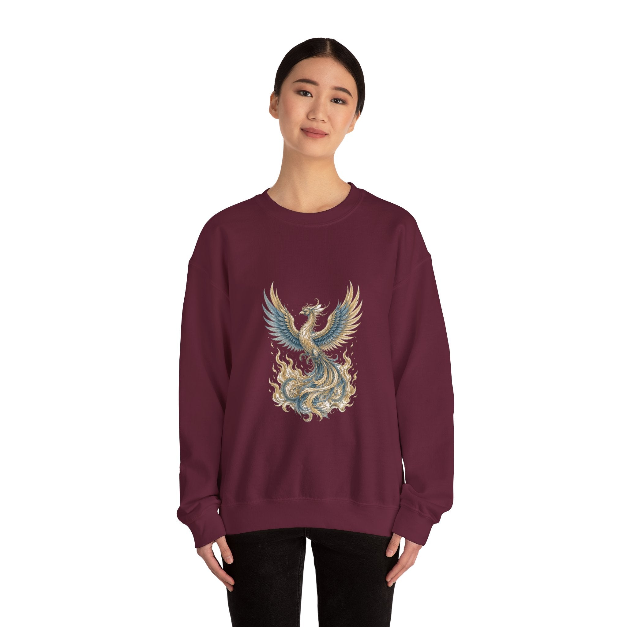 Matching Couple Sweatshirt - Dragon & Phoenix Matching Couple Crewneck Sweatshirt Hand-Drawn Art His Hers Best Friend Gift - Design B