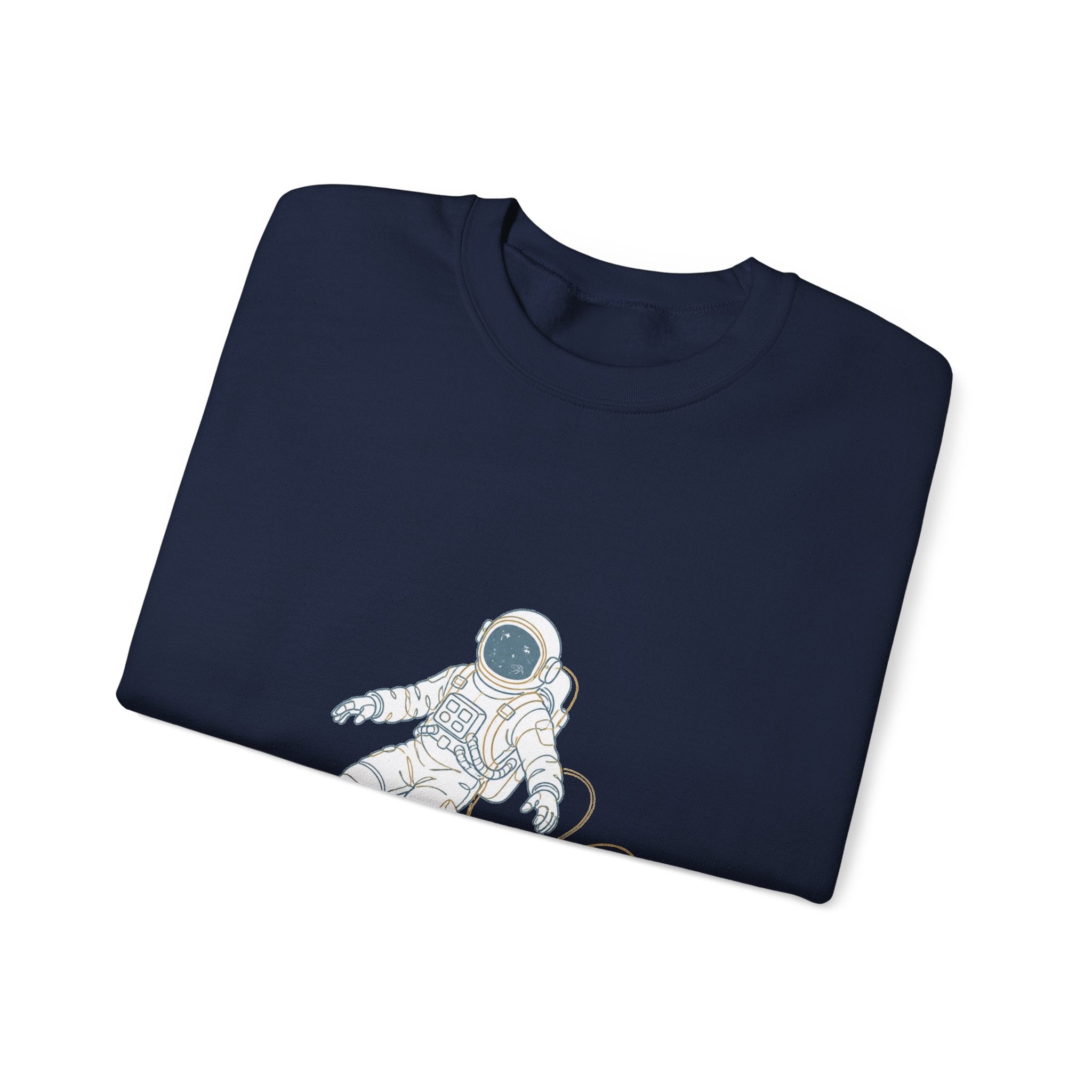 Matching Couple Sweatshirt - Astronaut & Planet Matching Couple Crewneck Sweatshirt Minimalist Art His Hers Valentine Gift - Design A