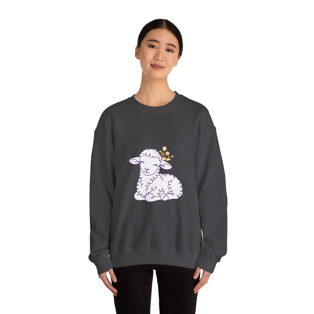Matching Couple Sweatshirt - Lion & Lamb Matching Couple Comfort Colors Crew Minimalist Art His Hers Christmas Gift - Design B