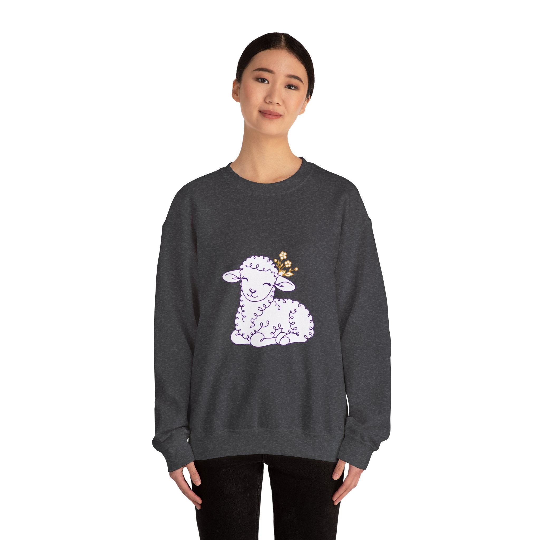 Matching Couple Sweatshirt - Lion & Lamb Matching Couple Comfort Colors Crew Minimalist Art His Hers Christmas Gift - Design B