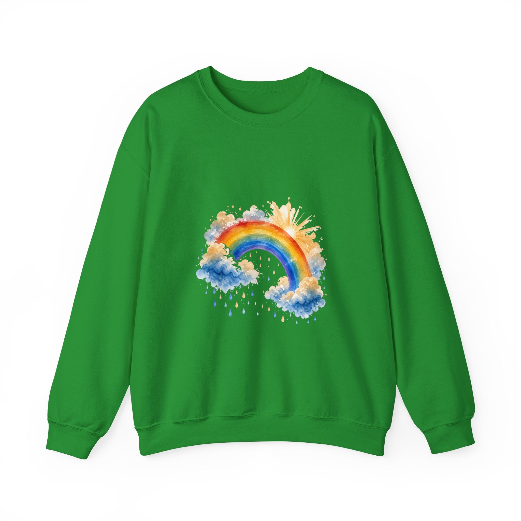 Matching Couple Sweatshirt - Storm & Rainbow Matching Couple Comfort Colors Crew Watercolor Art His Hers Birthday Gift - Design B