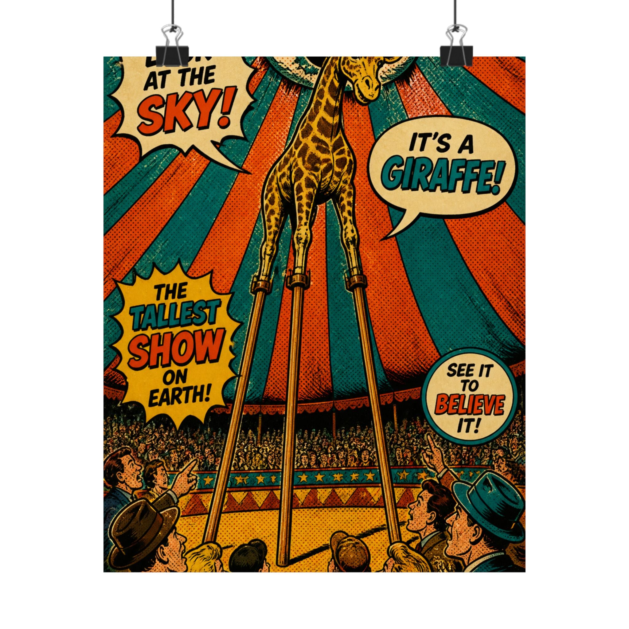 Giraffe on Stilts Wall Art Poster 24×36 Pop Art Restaurant Decor Maximalist Print