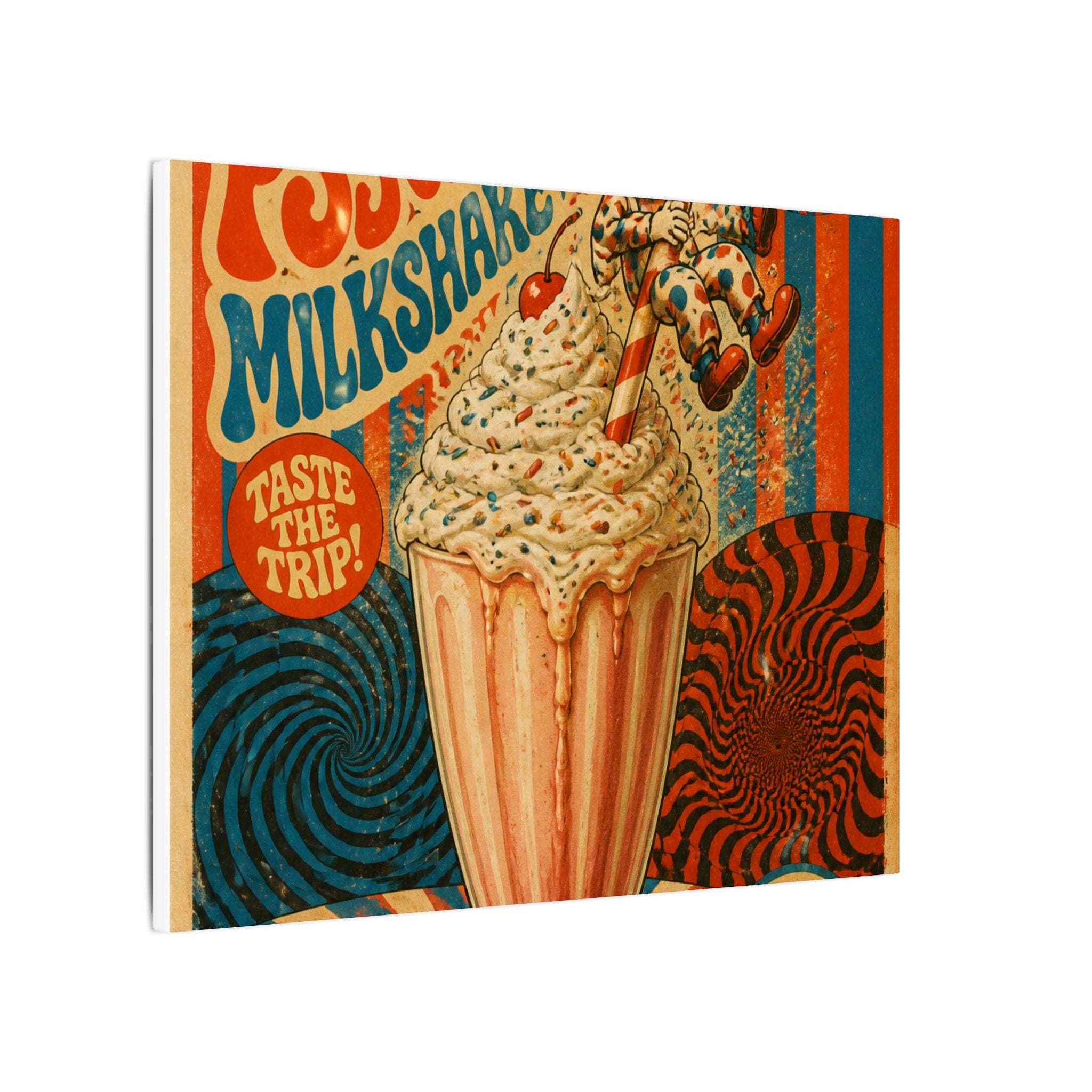 Milkshake Slide Clown Wall Art Canvas 24×36 Psychedelic Dining Room Decor Maximalist Print