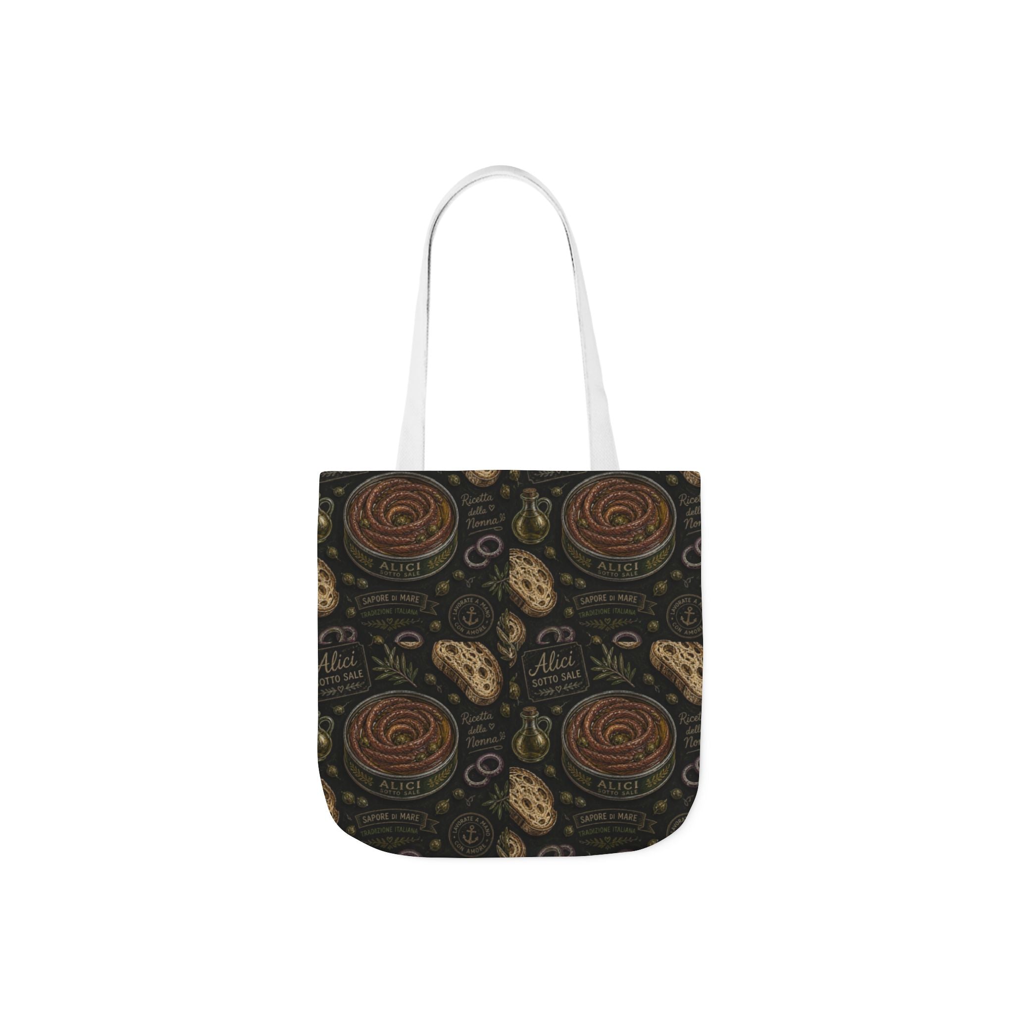 Anchovies & Capers Canvas Tote Bag Mediterranean Kitchen Chalk Art Design Italian Cottagecore Gift