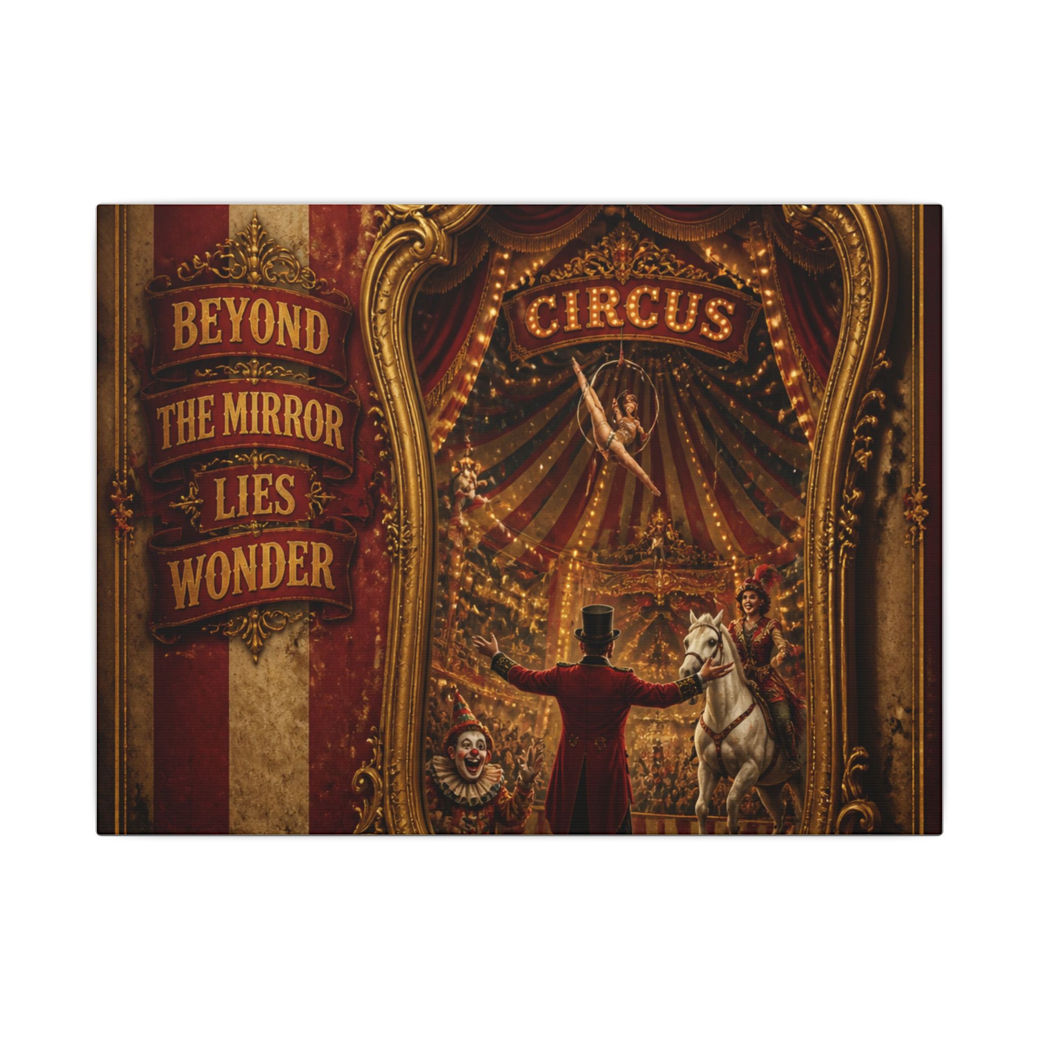 Vintage Mirror Circus Wall Art Canvas 16×20 Baroque Home Office Decor Maximalist Print