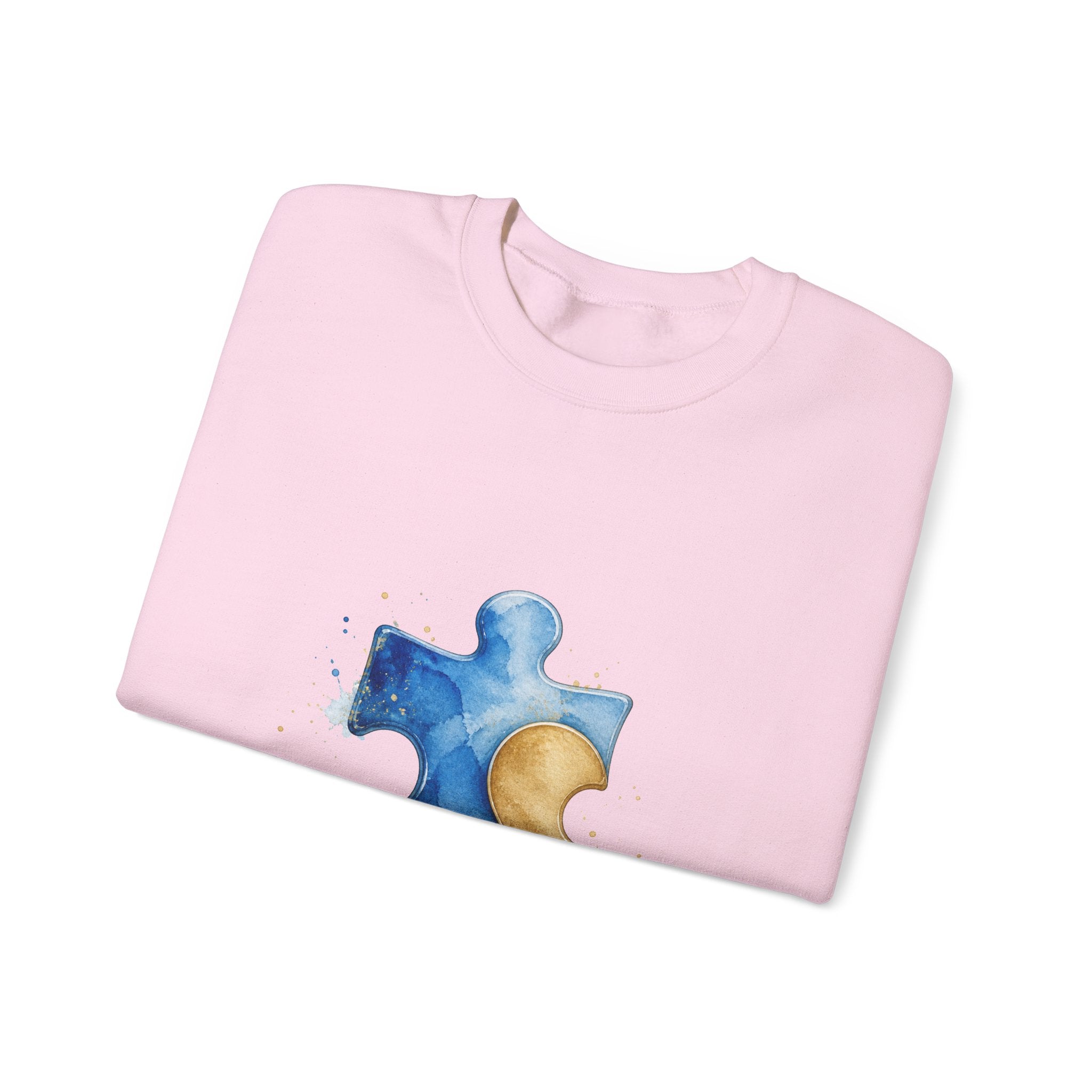 Matching Couple Sweatshirt - Puzzle Pieces Matching Couple Crewneck Sweatshirt Watercolor Art His Hers Engagement Gift - Design A