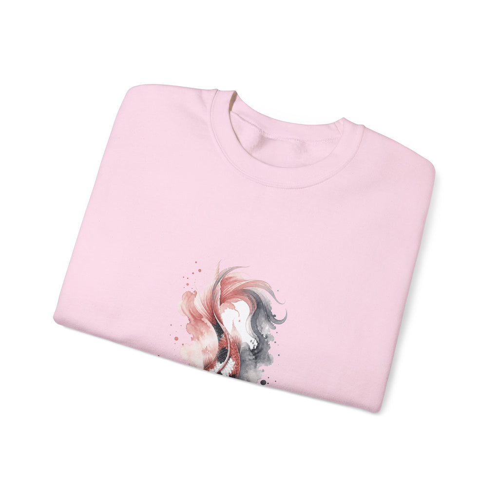 Matching Couple Sweatshirt - Koi Fish Yin Yang Matching Couple Crewneck Sweatshirt Watercolor Art His Hers Engagement Gift - Design B