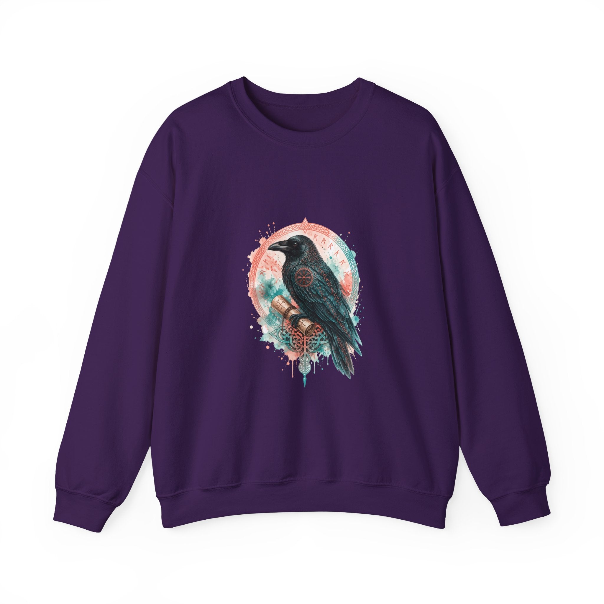 Matching Couple Sweatshirt - Huginn & Muninn Matching Couple Crewneck Sweatshirt Watercolor Art His Hers Engagement Gift - Design B