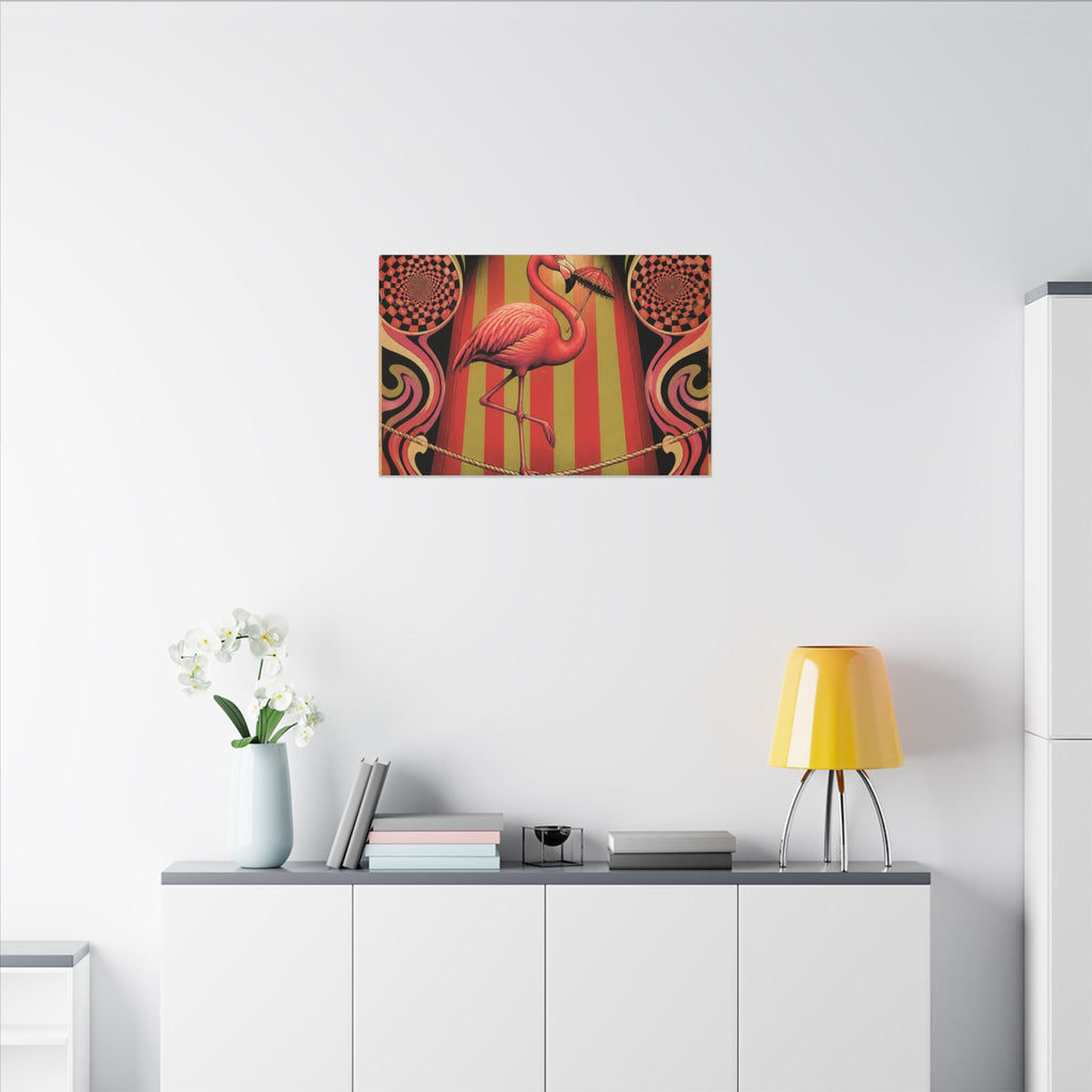Flamingo Tightrope Wall Art Canvas 16×20 Psychedelic Cafe Decor Maximalist Print