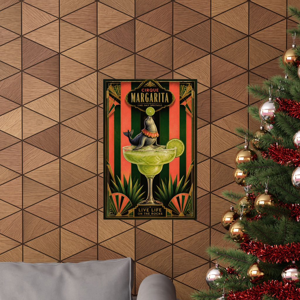 Margarita Balancing Seal Wall Art Poster 18×24 Art Deco Entryway Decor Maximalist Print