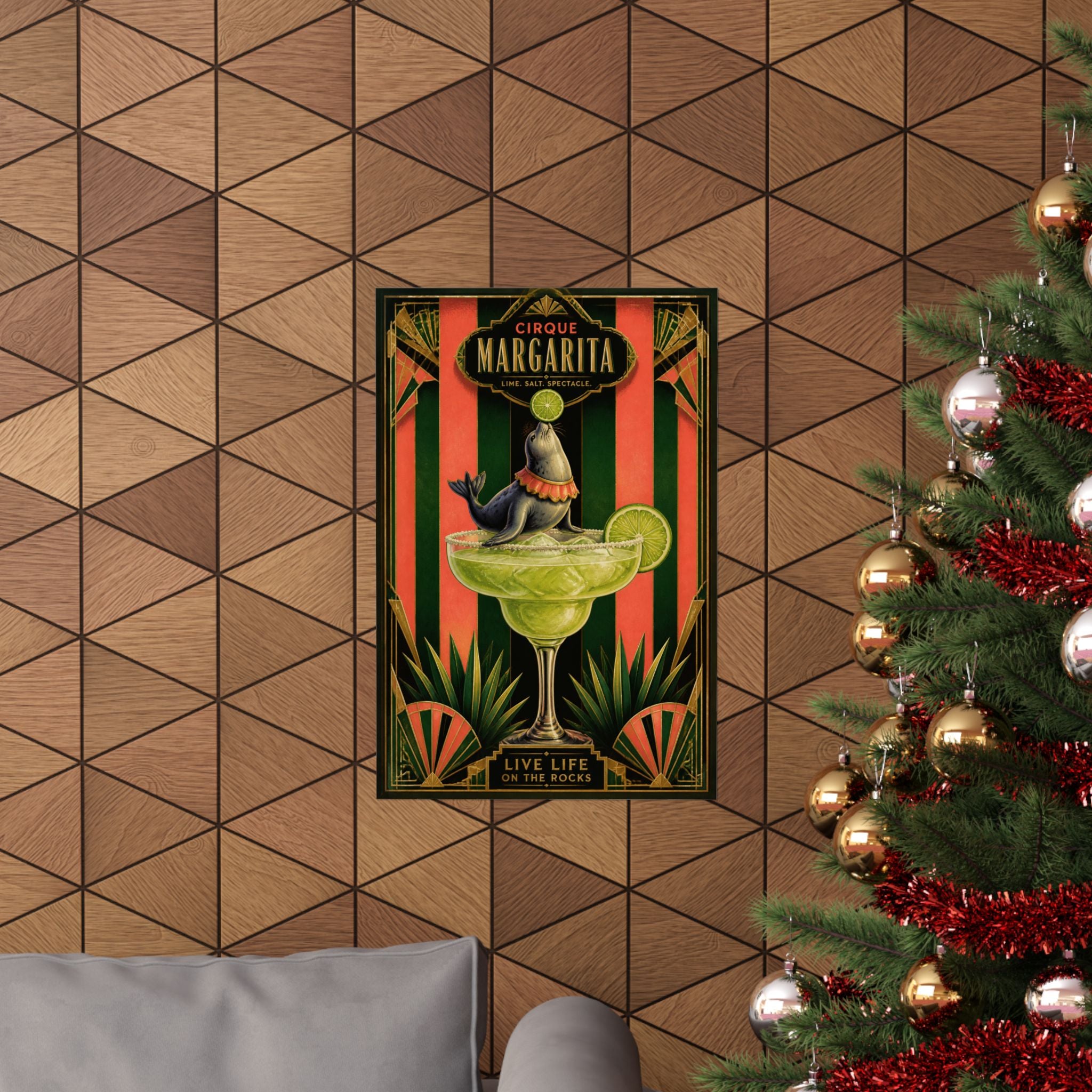 Margarita Balancing Seal Wall Art Poster 18×24 Art Deco Entryway Decor Maximalist Print