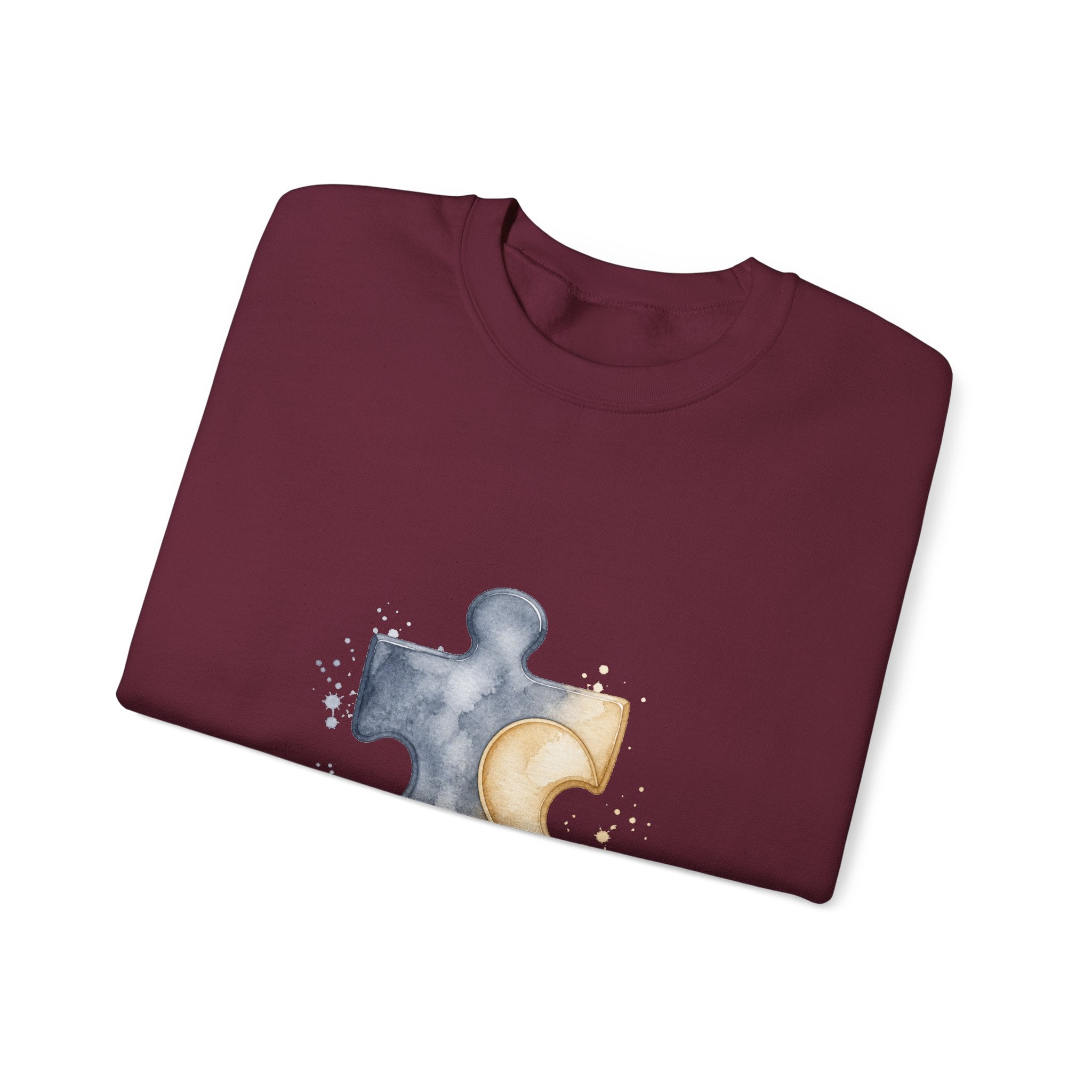 Matching Couple Sweatshirt - Puzzle Pieces Matching Couple Premium Fleece Sweatshirt Watercolor Art His Hers Birthday Gift - Design A