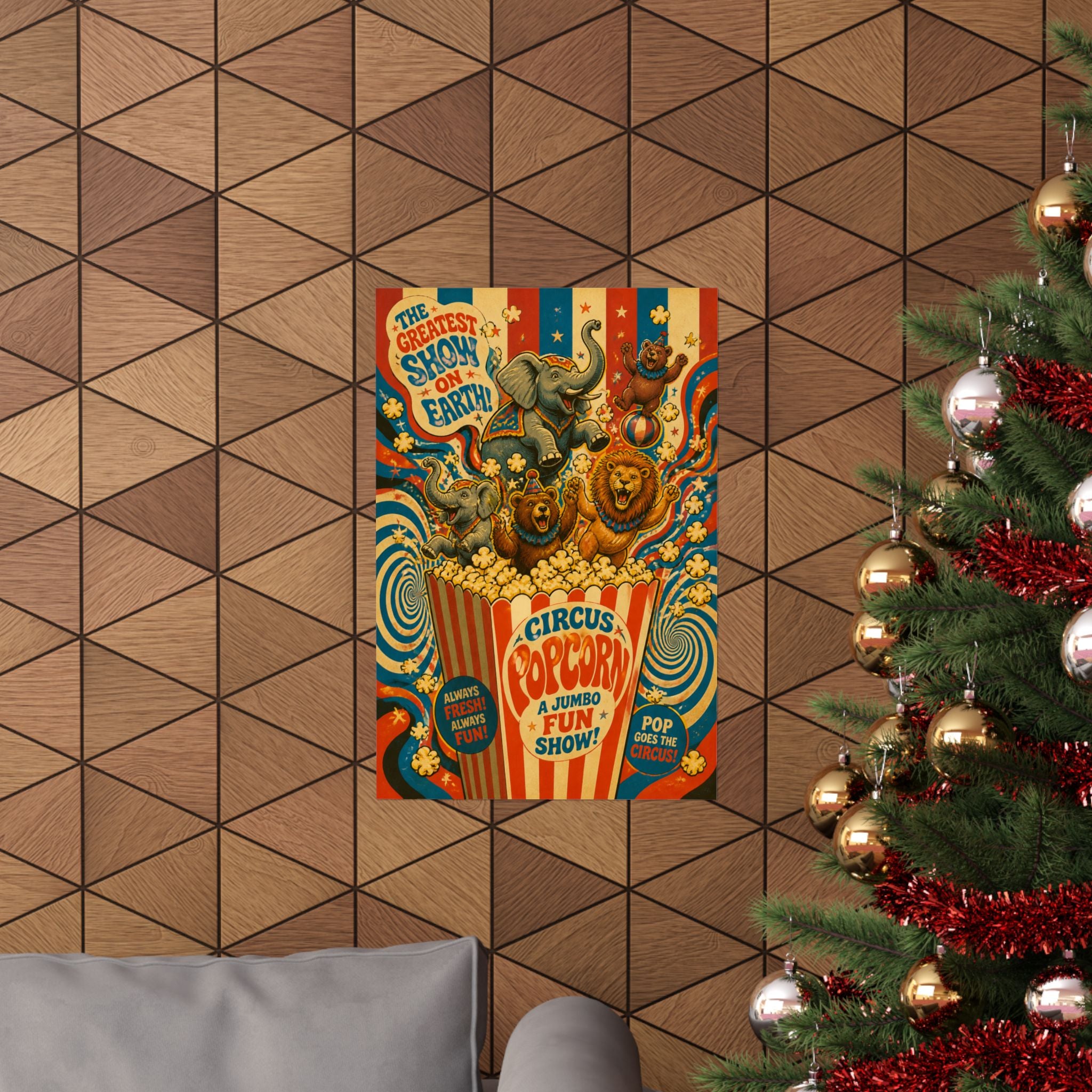 Popcorn Box Animals Wall Art Poster 24×36 Psychedelic Dining Room Decor Maximalist Print