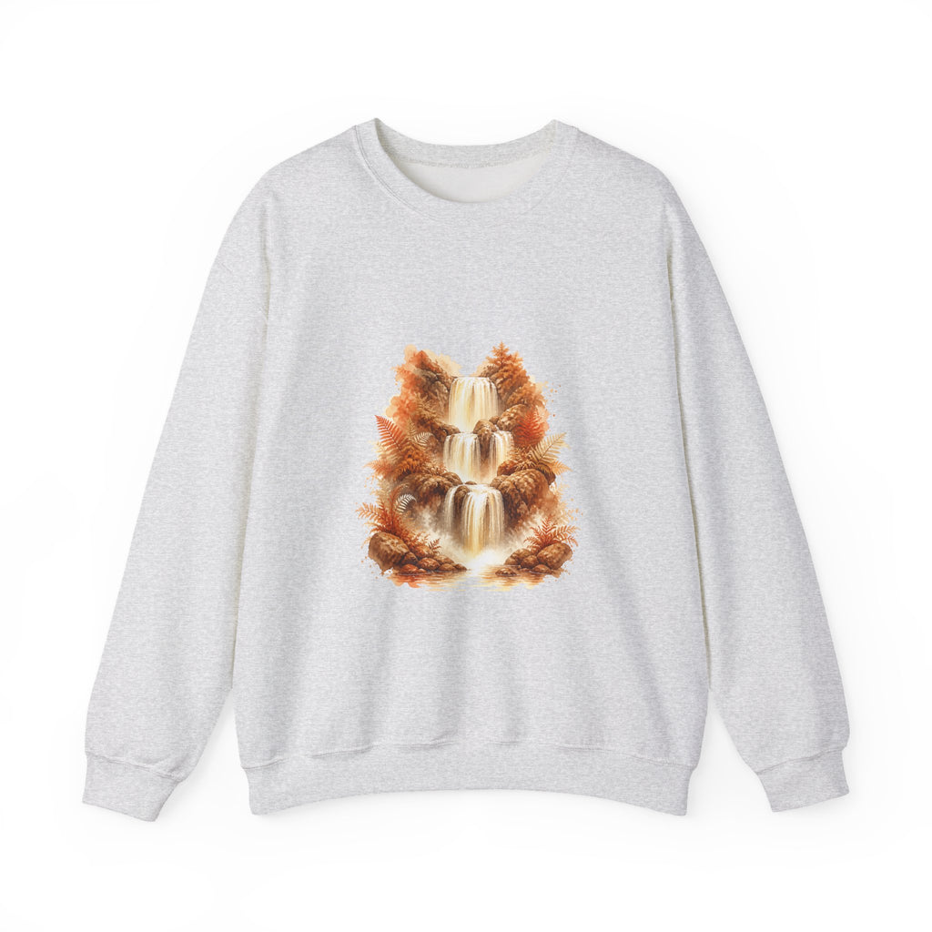 Matching Couple Sweatshirt - Wildfire & Waterfall Matching Couple Comfort Colors Crew Watercolor Art His Hers Birthday Gift - Design B