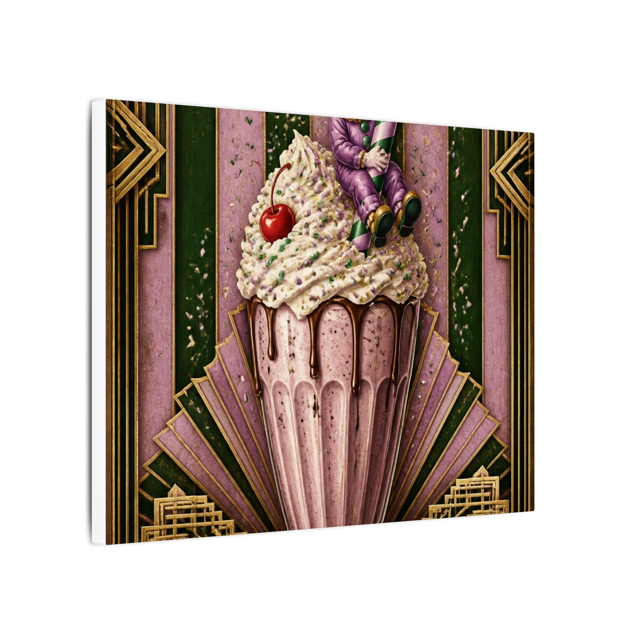 Milkshake Slide Clown Wall Art Canvas 16×20 Art Deco Entryway Decor Maximalist Print