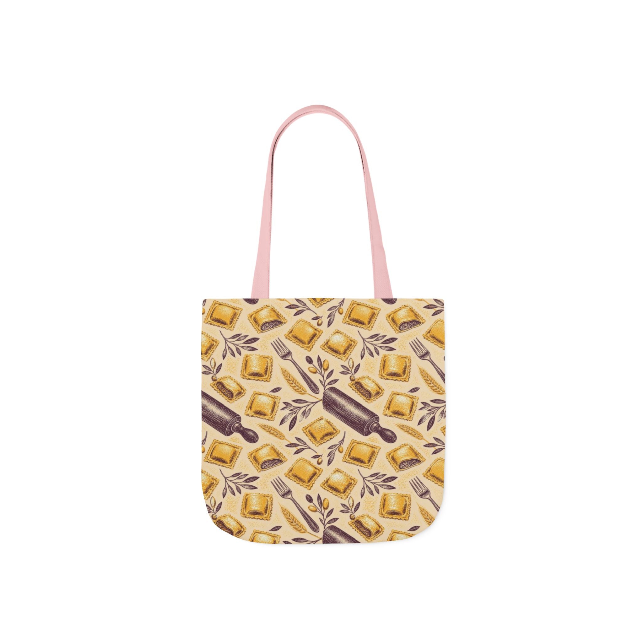 Fresh Ravioli Canvas Tote Bag Mediterranean Kitchen Linocut Design Italian Cottagecore Gift