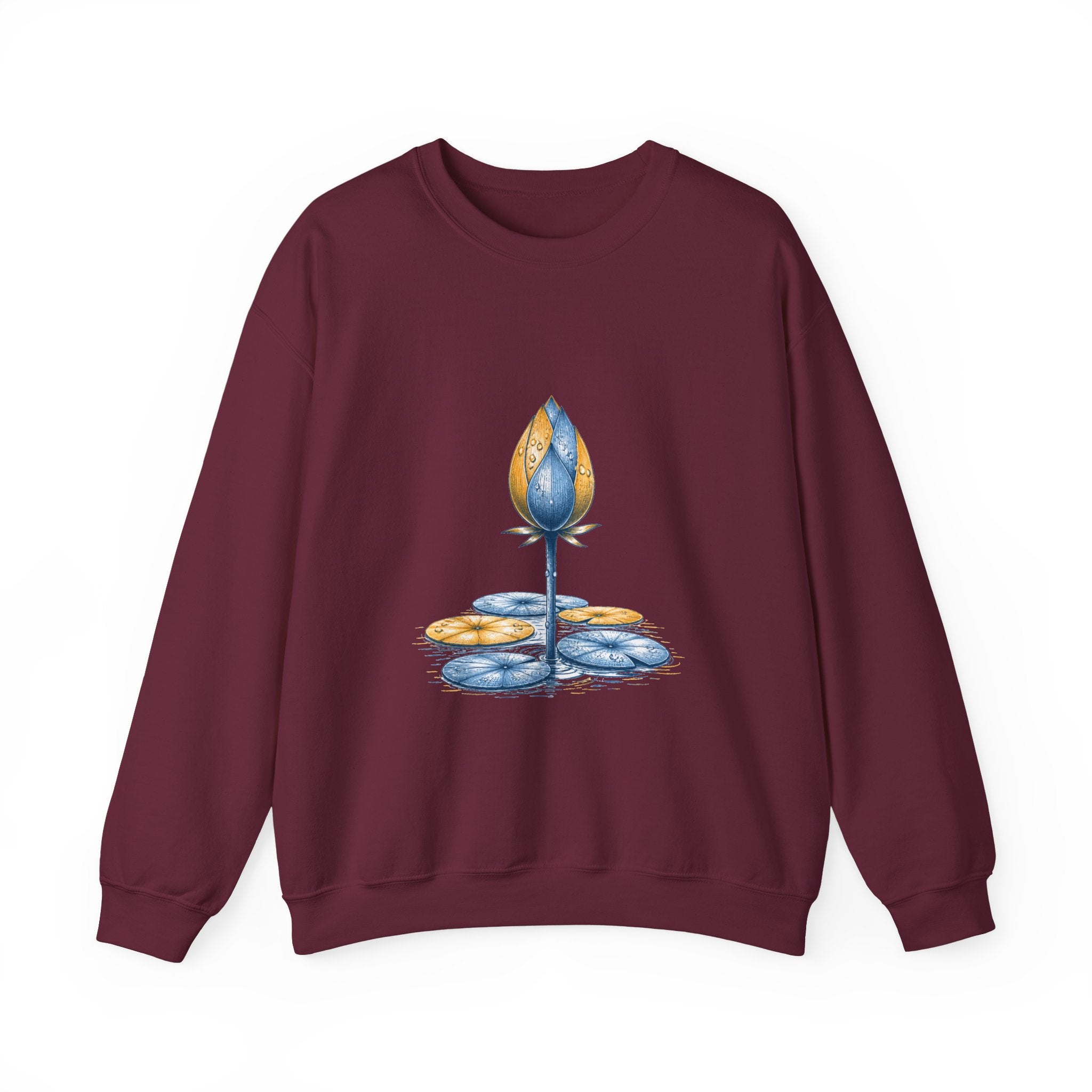Matching Couple Sweatshirt - Open & Closed Lotus Matching Couple Comfort Colors Crew Hand-Drawn Art His Hers Anniversary Gift - Design B