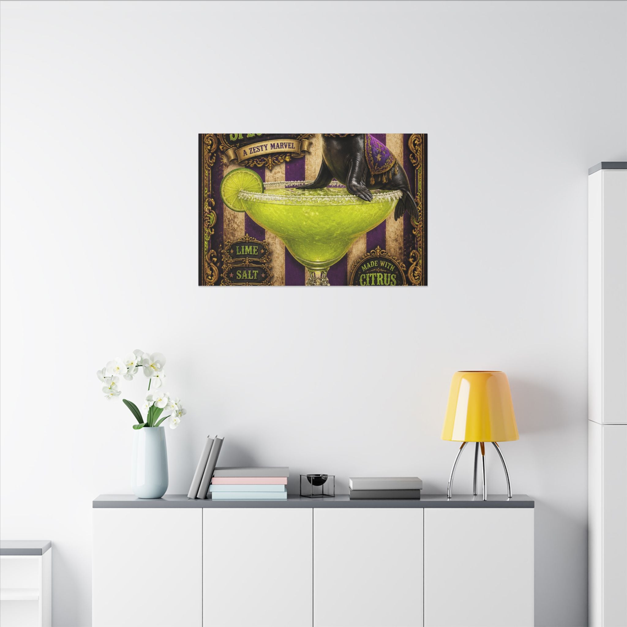 Margarita Balancing Seal Wall Art Canvas 16×20 Baroque Home Office Decor Maximalist Print