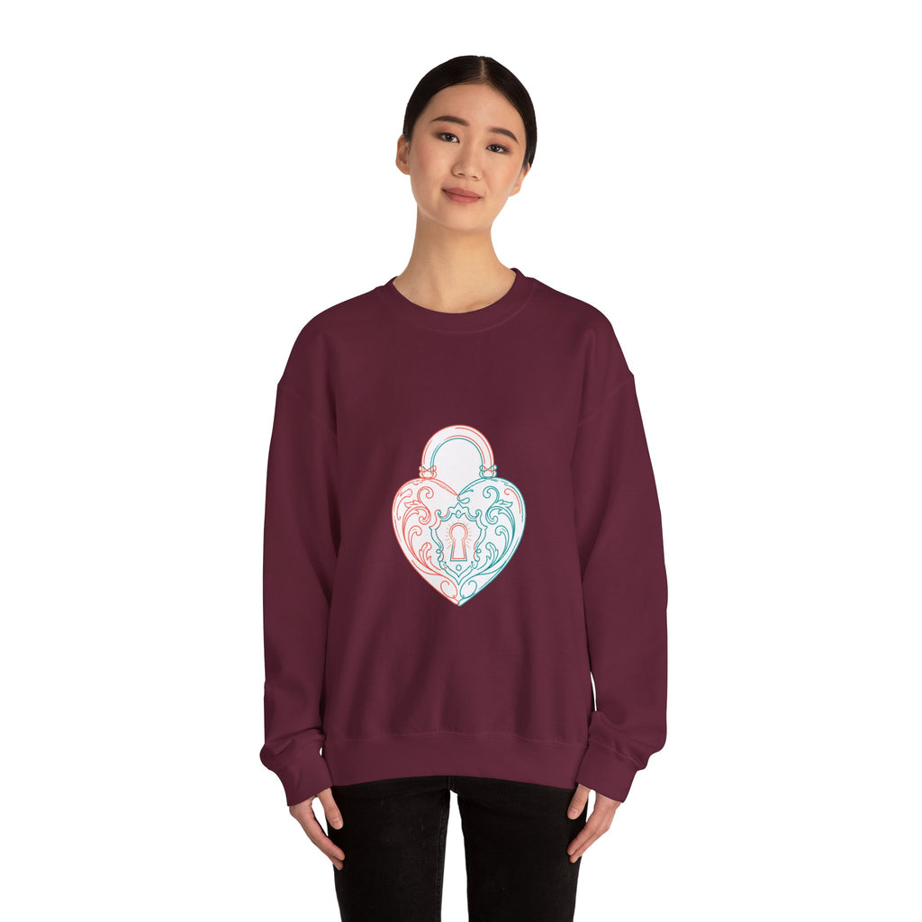 Matching Couple Sweatshirt - Key & Lock Matching Couple Crewneck Sweatshirt Minimalist Art His Hers Valentine Gift - Design B