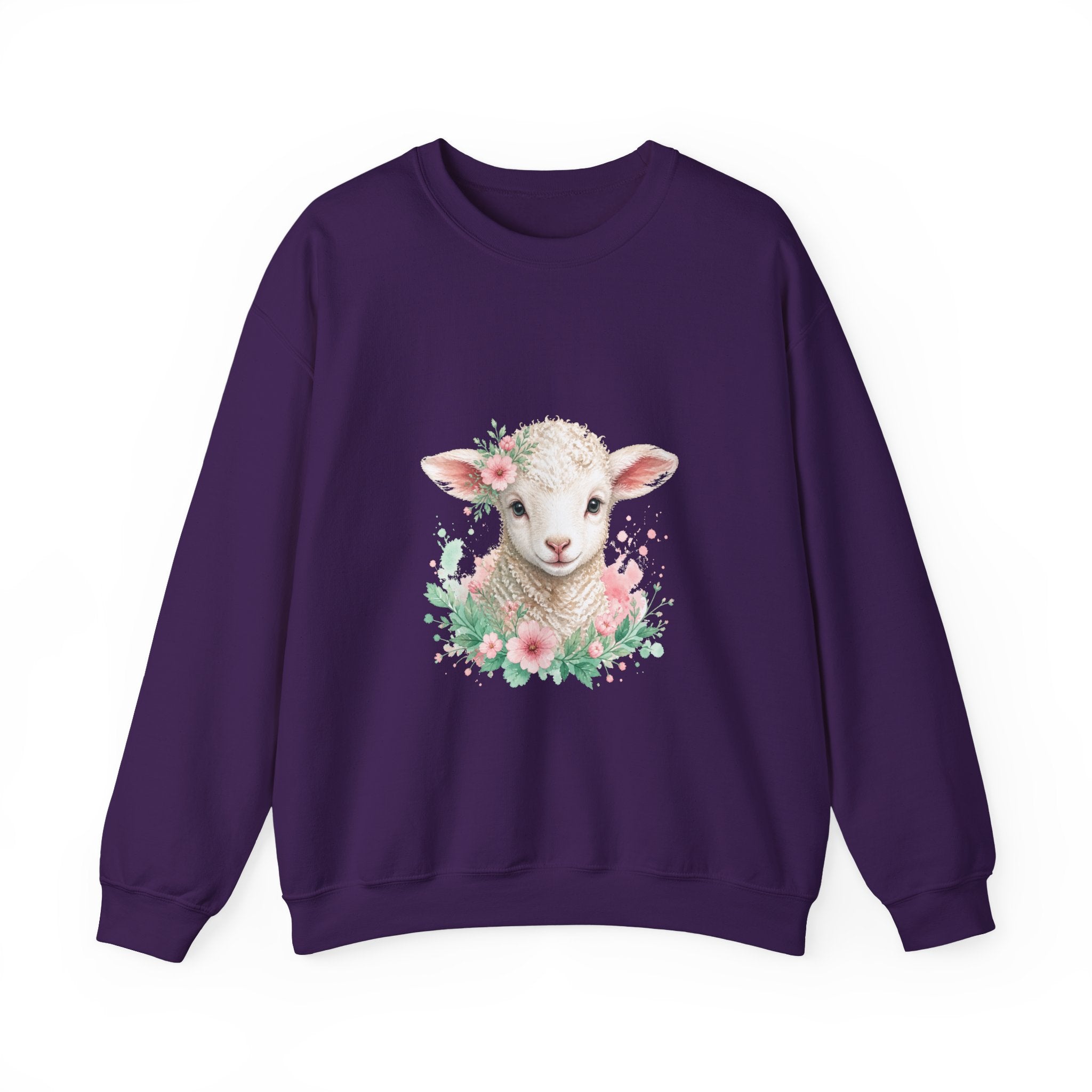 Matching Couple Sweatshirt - Lion & Lamb Matching Couple Premium Fleece Sweatshirt Watercolor Art His Hers Birthday Gift - Design B