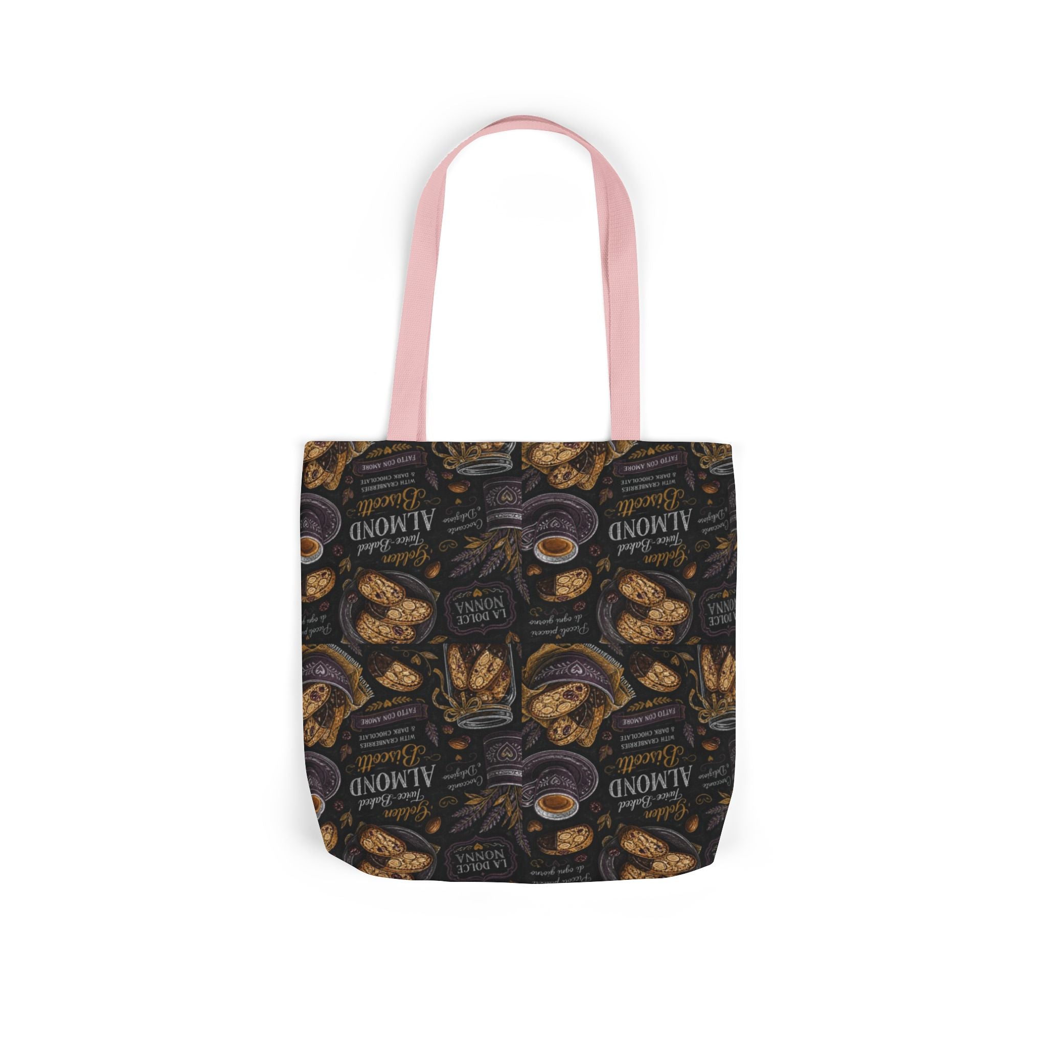 Almond Biscotti Canvas Tote Bag Mediterranean Kitchen Chalk Art Design Italian Cottagecore Gift