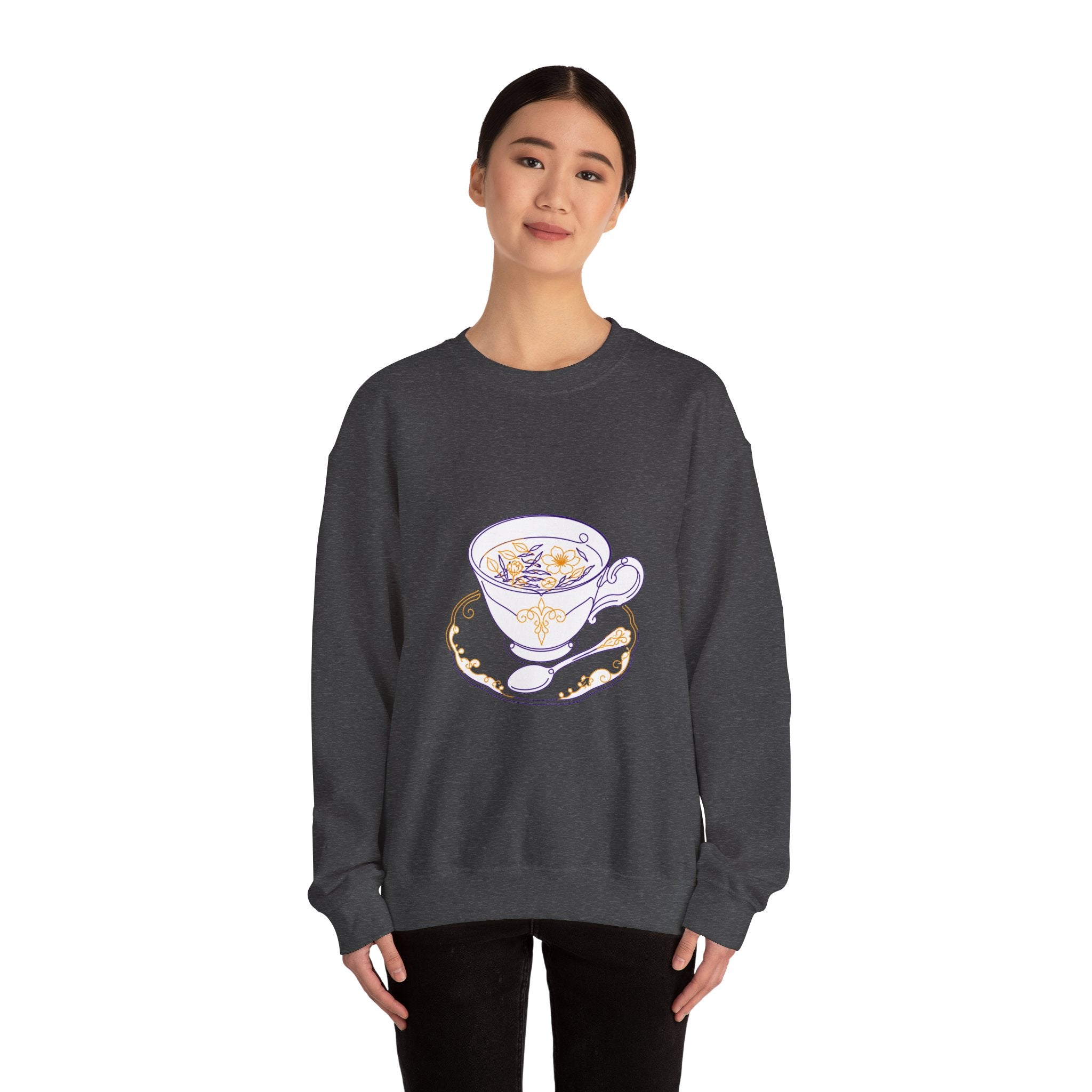 Matching Couple Sweatshirt - Coffee & Tea Matching Couple Crewneck Sweatshirt Minimalist Art His Hers Valentine Gift - Design B
