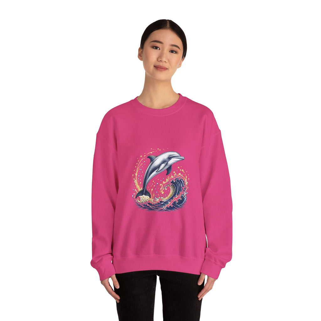 Matching Couple Sweatshirt - Shark & Dolphin Matching Couple Comfort Colors Crew Hand-Drawn Art His Hers Anniversary Gift - Design B