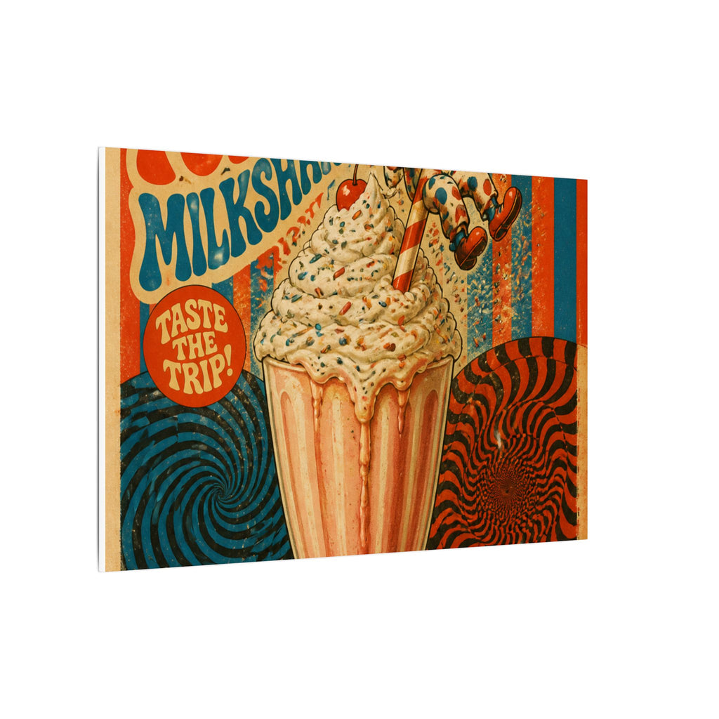 Milkshake Slide Clown Wall Art Canvas 24×36 Psychedelic Dining Room Decor Maximalist Print
