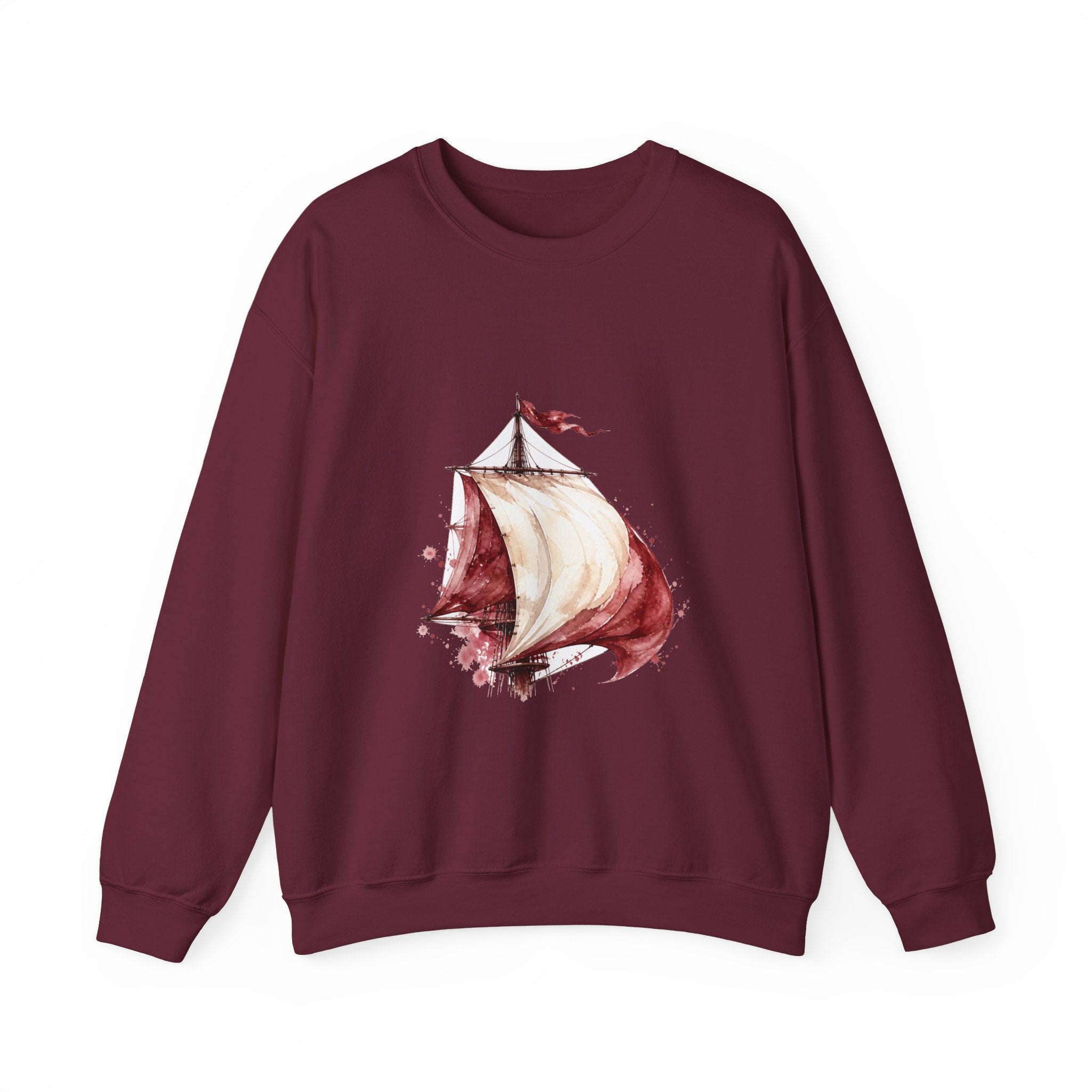 Matching Couple Sweatshirt - Anchor & Sail Matching Couple Comfort Colors Crew Watercolor Art His Hers Birthday Gift - Design B