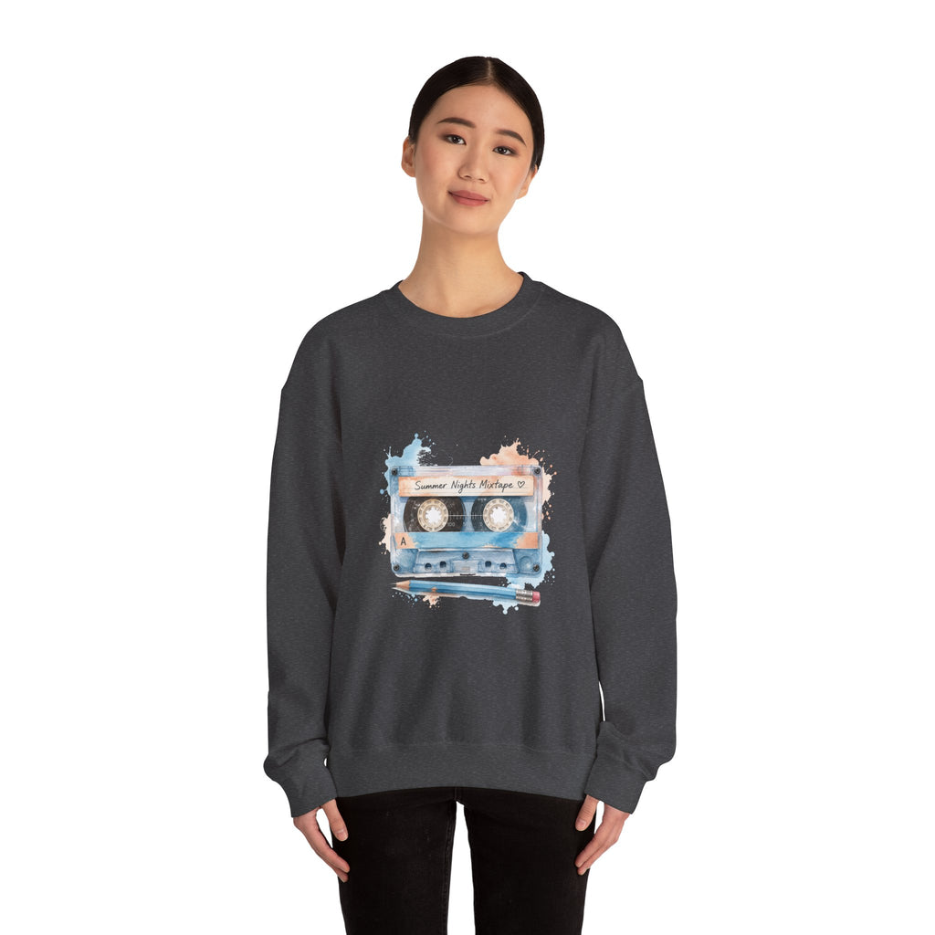 Matching Couple Sweatshirt - Vinyl & Cassette Matching Couple Comfort Colors Crew Watercolor Art His Hers Birthday Gift - Design B