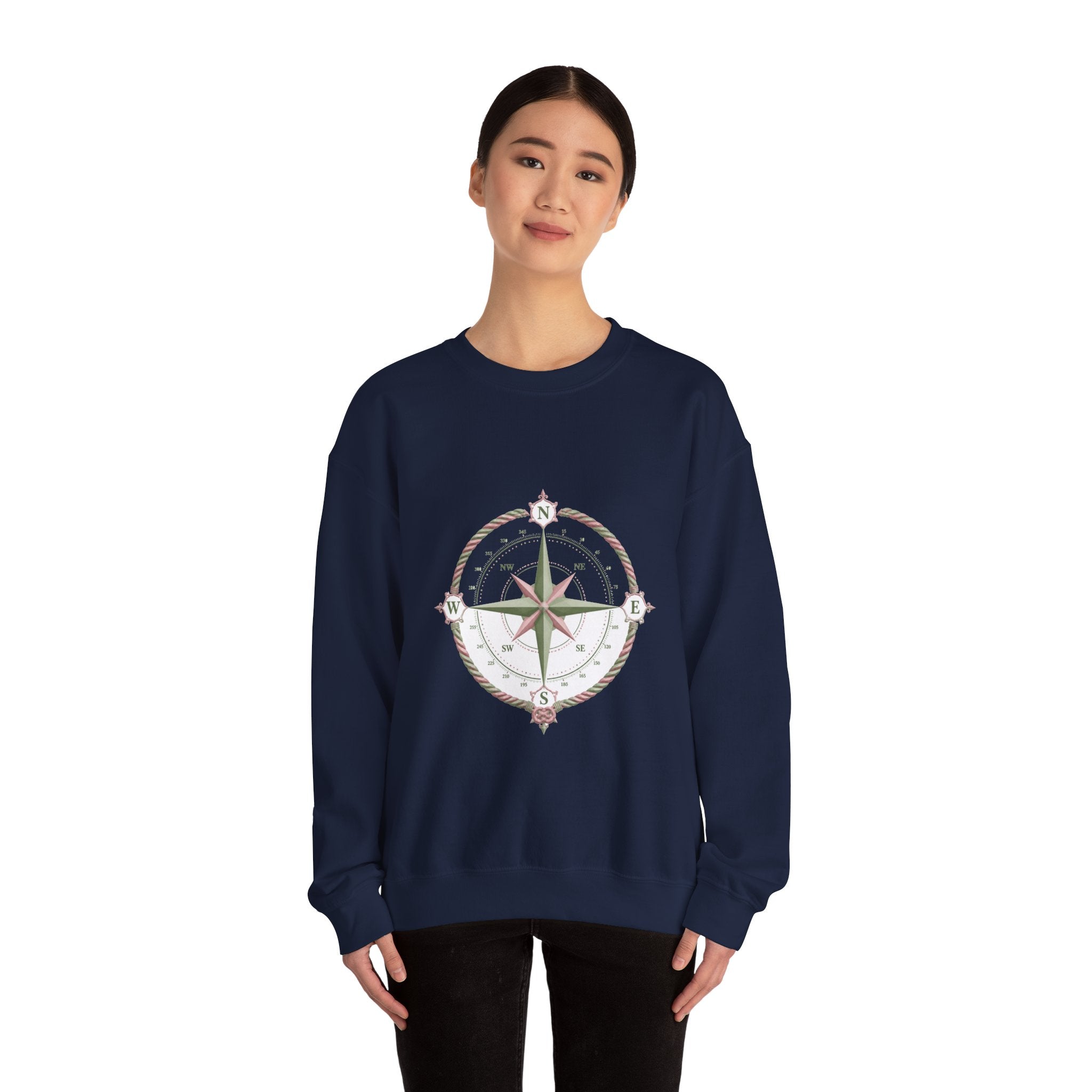 Matching Couple Sweatshirt - Compass North & South Matching Couple Premium Fleece Sweatshirt Geometric Art His Hers Love Gift - Design A
