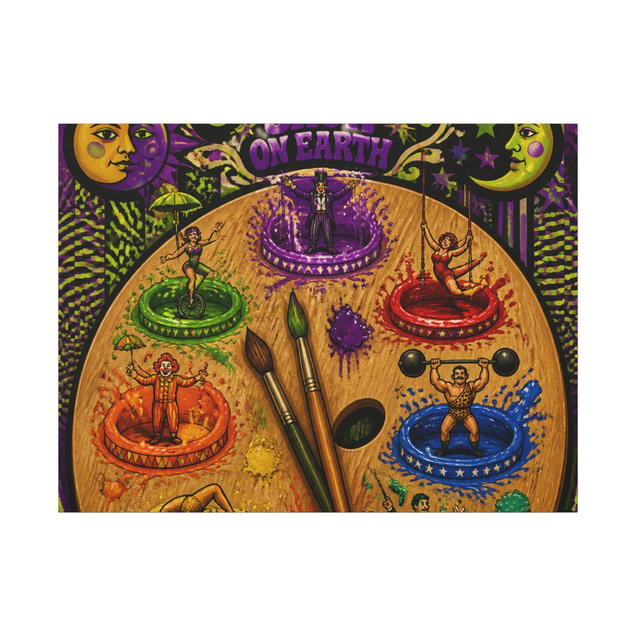 Paint Palette Stage Wall Art Canvas 16×20 Psychedelic Cafe Decor Maximalist Print