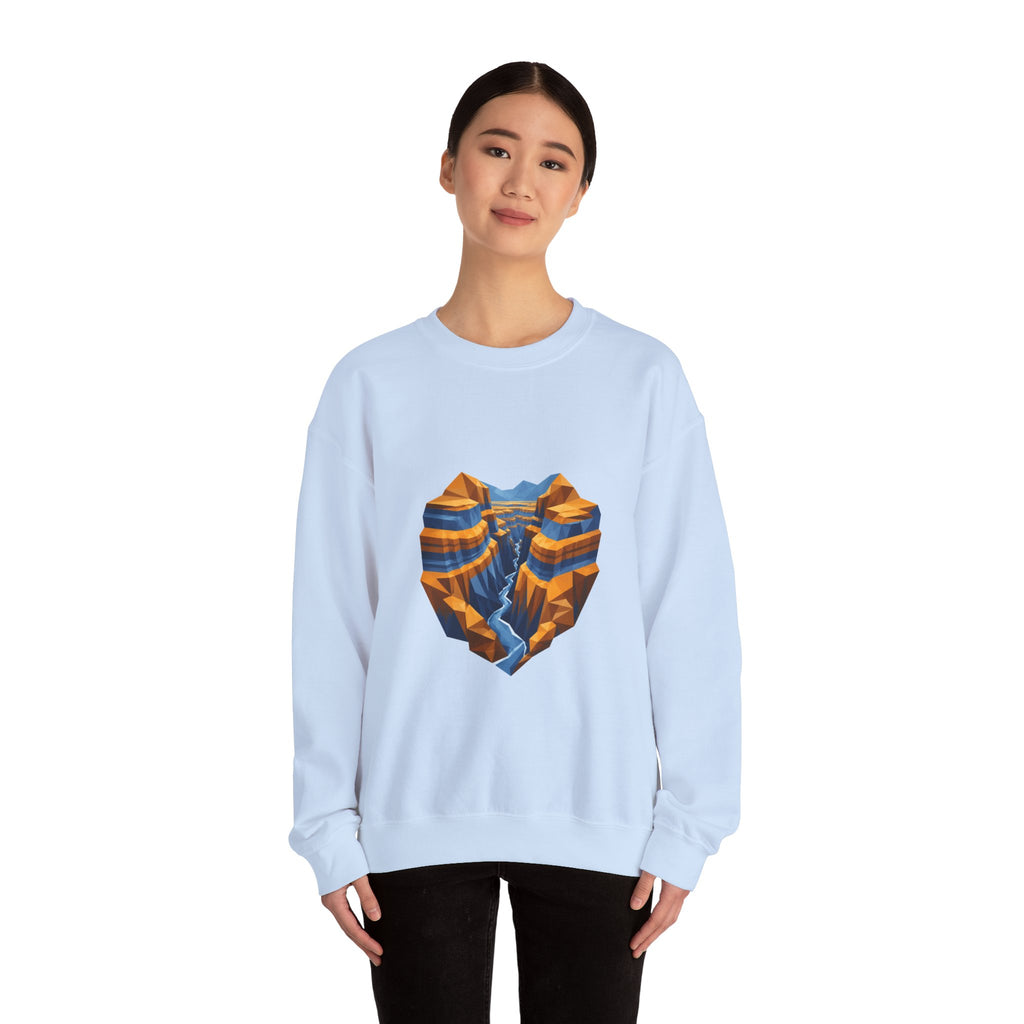 Matching Couple Sweatshirt - Lavender Fields & Canyon Matching Couple Premium Fleece Sweatshirt Geometric Art His Hers Love Gift - Design B