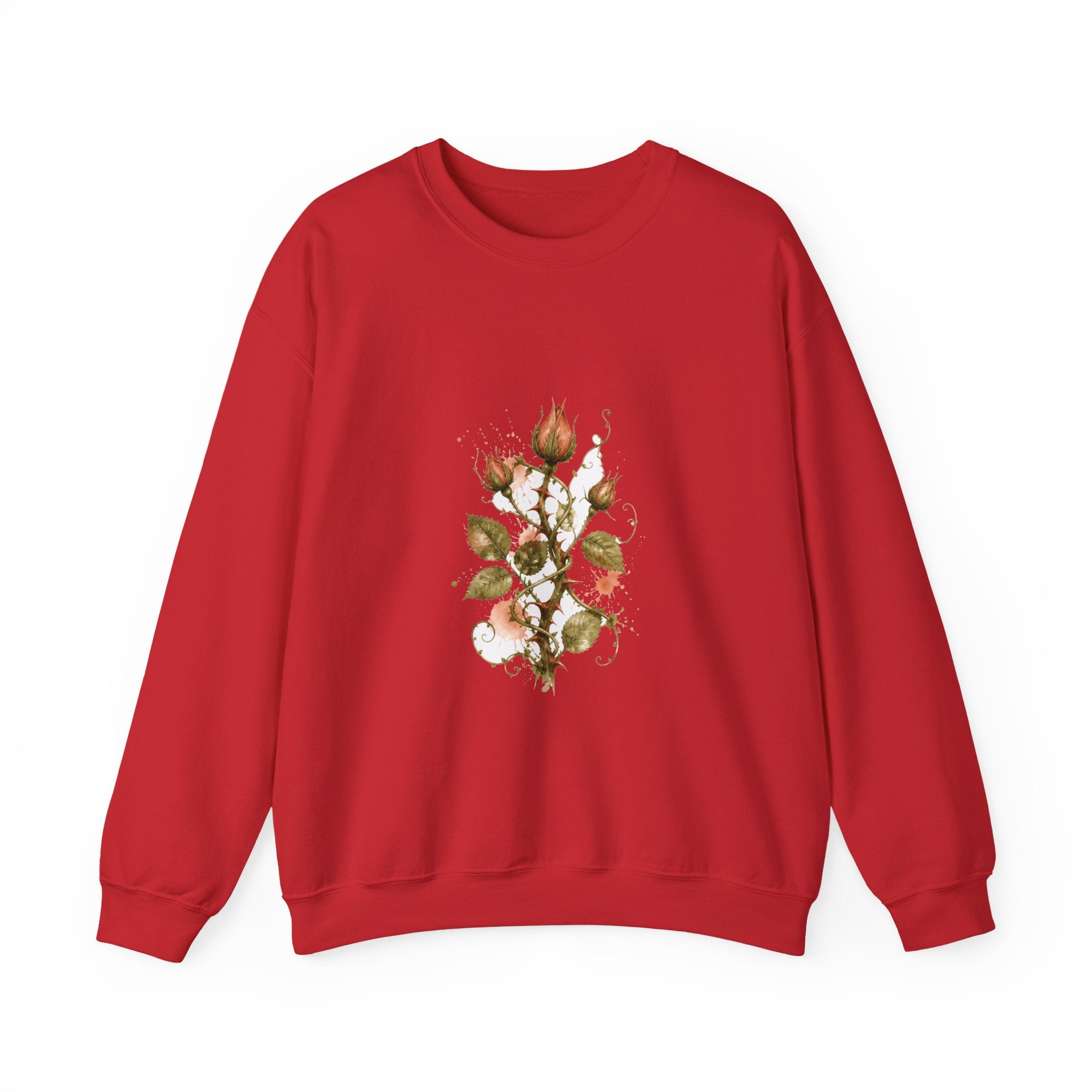 Matching Couple Sweatshirt - Rose & Thorn Matching Couple Premium Fleece Sweatshirt Watercolor Art His Hers Birthday Gift - Design B