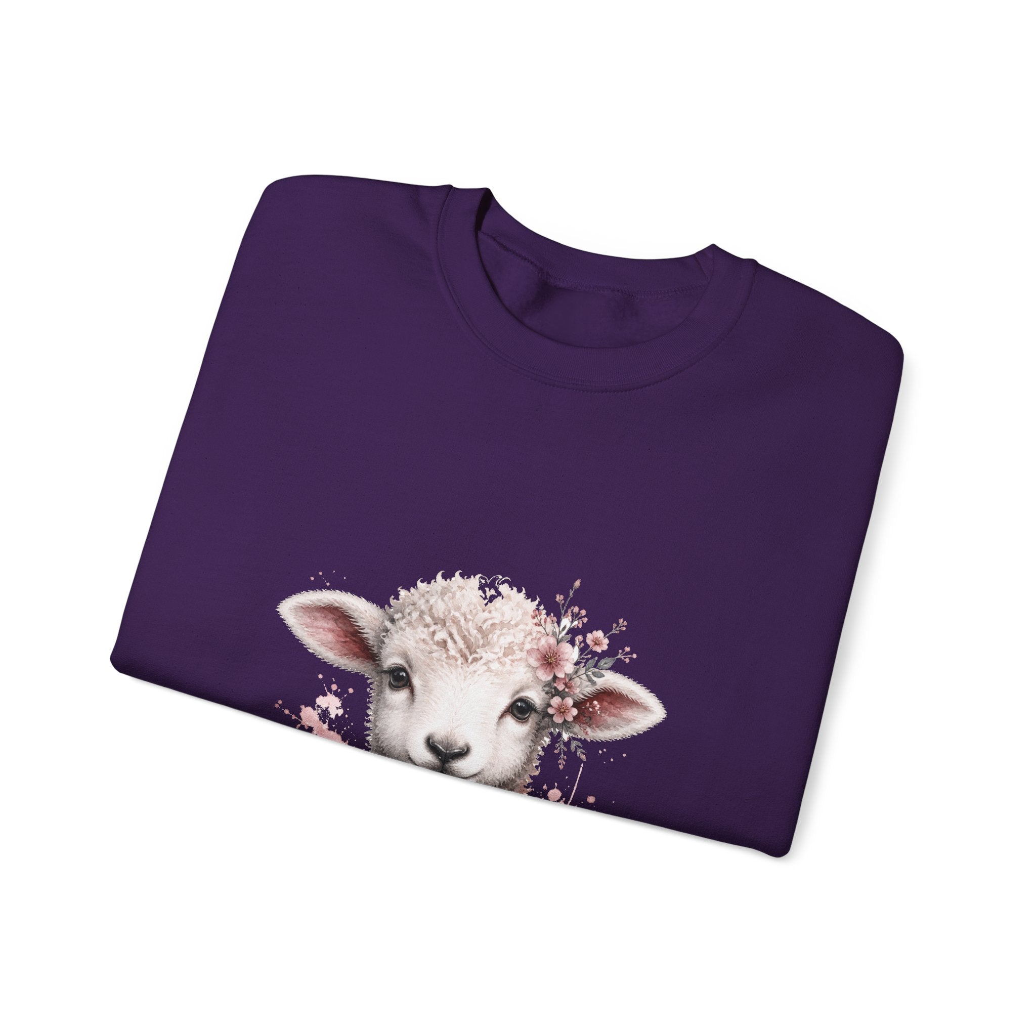 Matching Couple Sweatshirt - Lion & Lamb Matching Couple Crewneck Sweatshirt Watercolor Art His Hers Engagement Gift - Design B