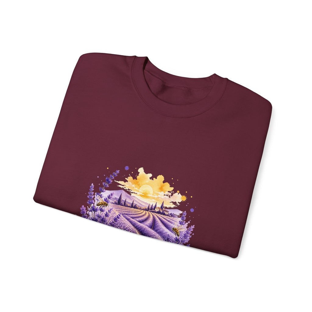Matching Couple Sweatshirt - Lavender Fields & Canyon Matching Couple Premium Fleece Sweatshirt Watercolor Art His Hers Birthday Gift - Design A