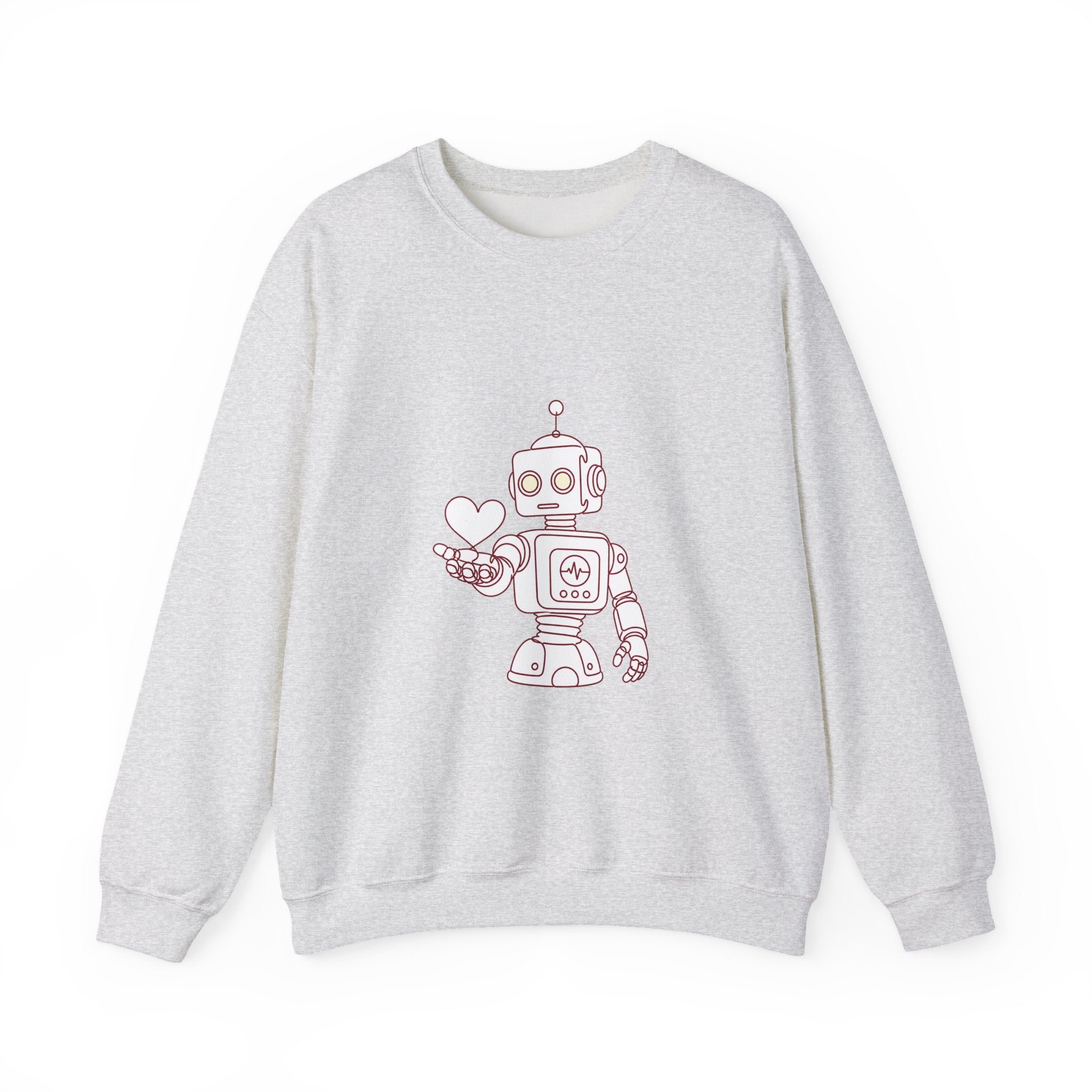 Matching Couple Sweatshirt - Robot & Heart Matching Couple Comfort Colors Crew Minimalist Art His Hers Christmas Gift - Design A