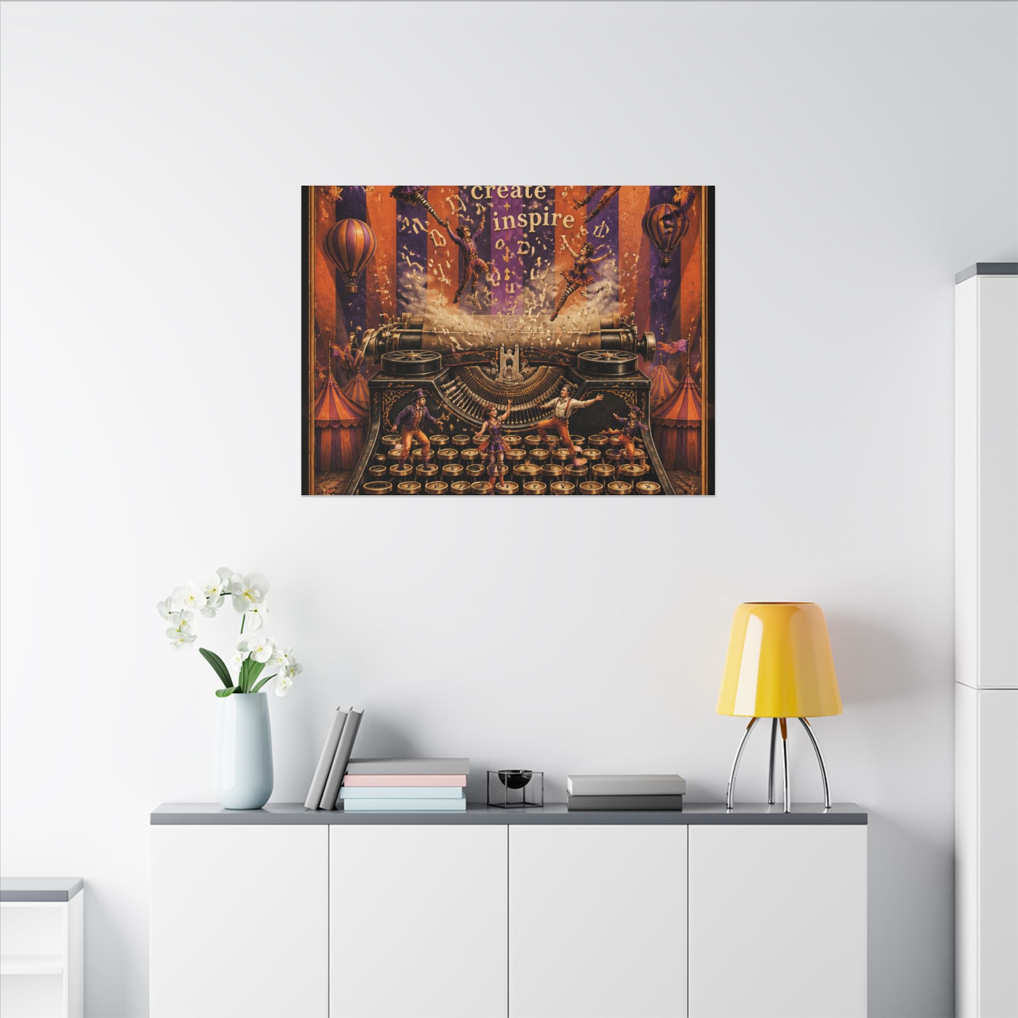 Typewriter Flying Letters Wall Art Canvas 24×36 Baroque Studio Decor Maximalist Print