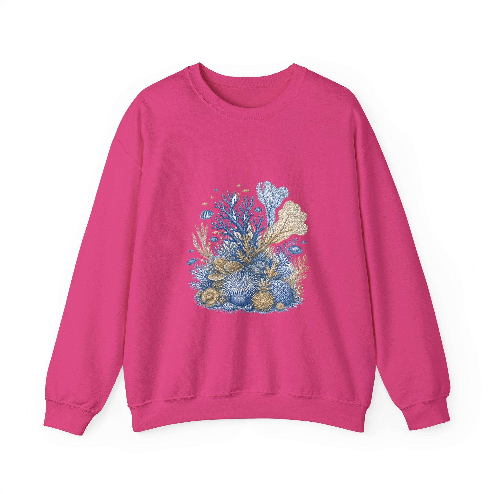 Matching Couple Sweatshirt - Coral Reef & Deep Sea Matching Couple Crewneck Sweatshirt Vintage Art His Hers Wedding Gift - Design A