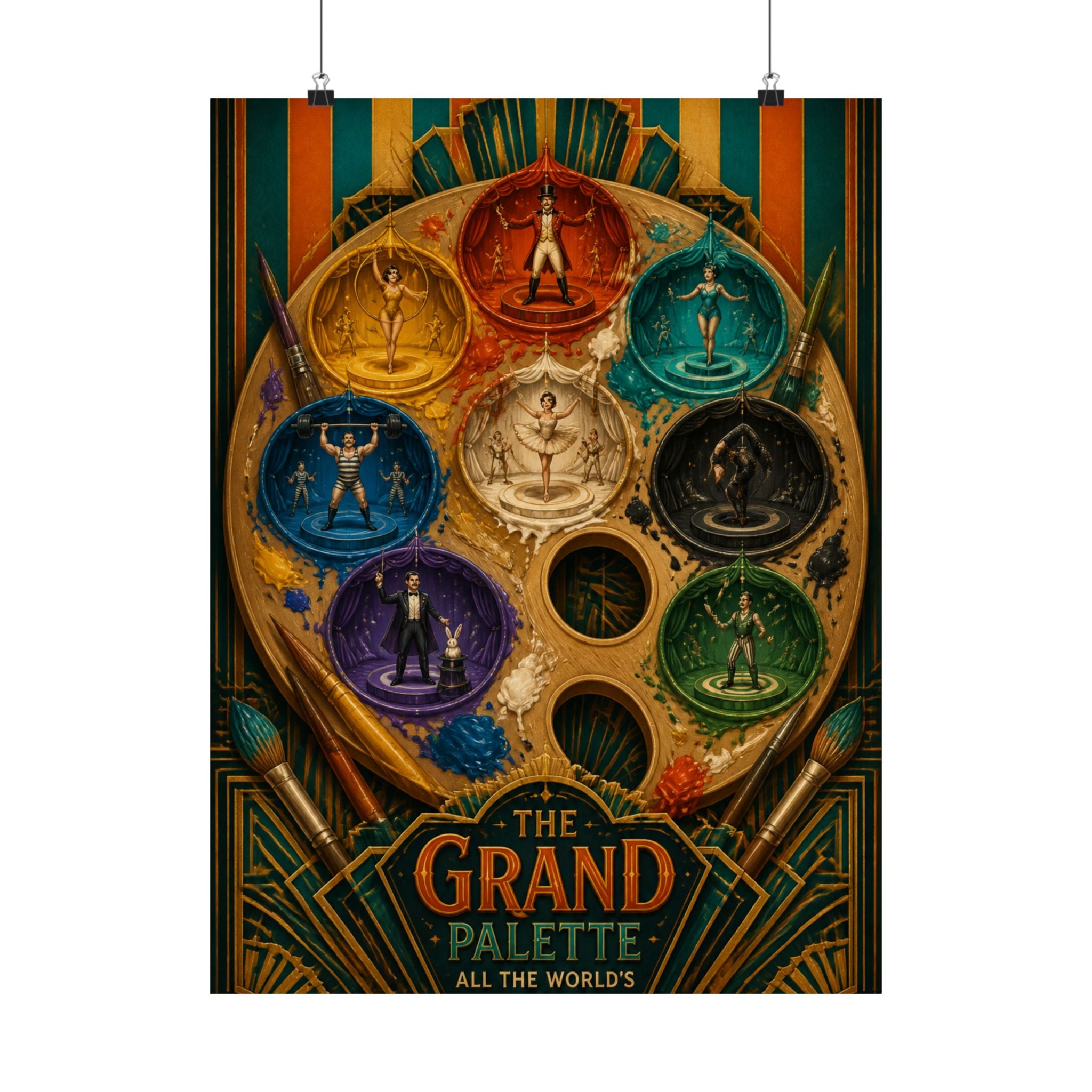 Paint Palette Stage Wall Art Poster 18×24 Art Deco Entryway Decor Maximalist Print