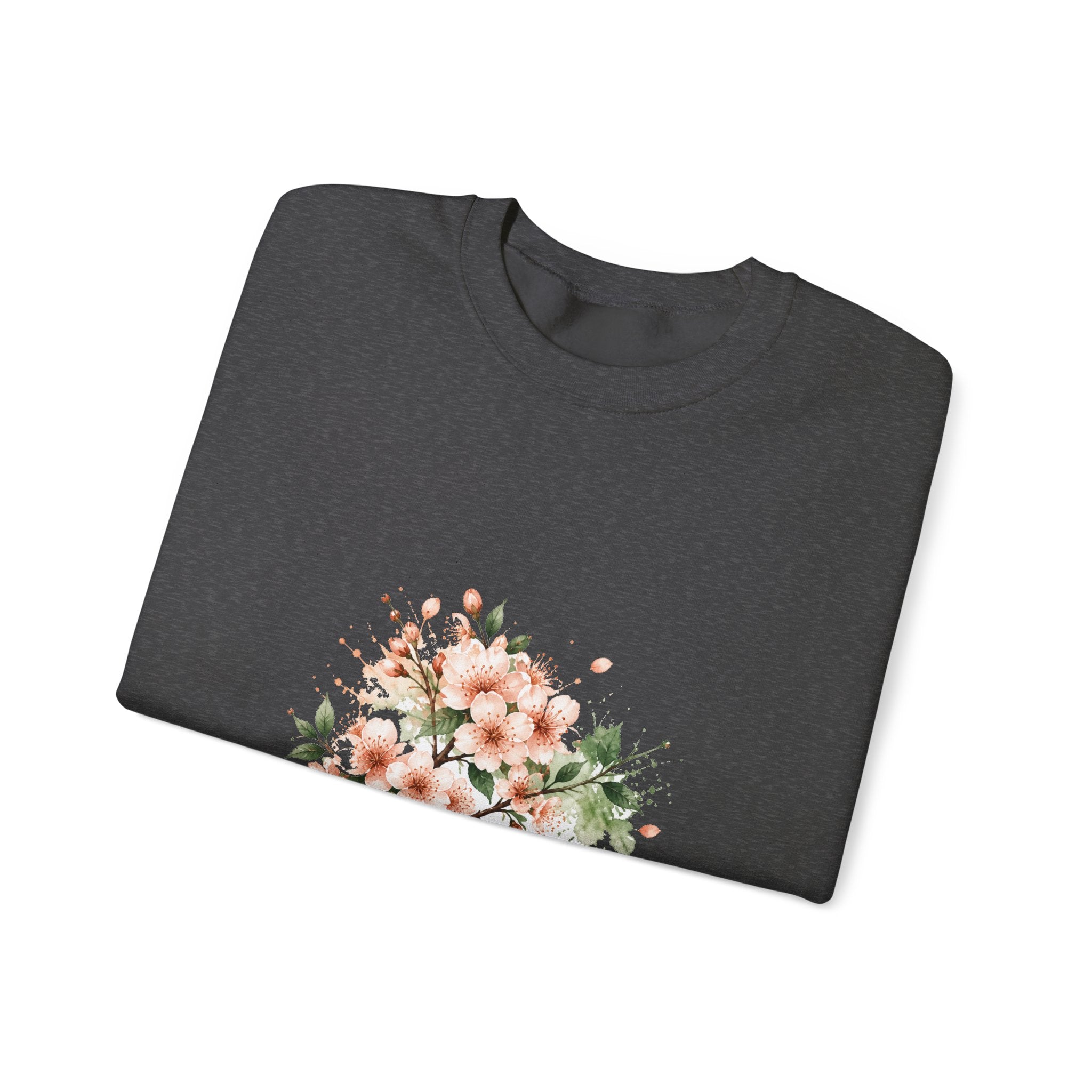Matching Couple Sweatshirt - Cherry Blossom & Maple Leaf Matching Couple Comfort Colors Crew Watercolor Art His Hers Birthday Gift - Design A