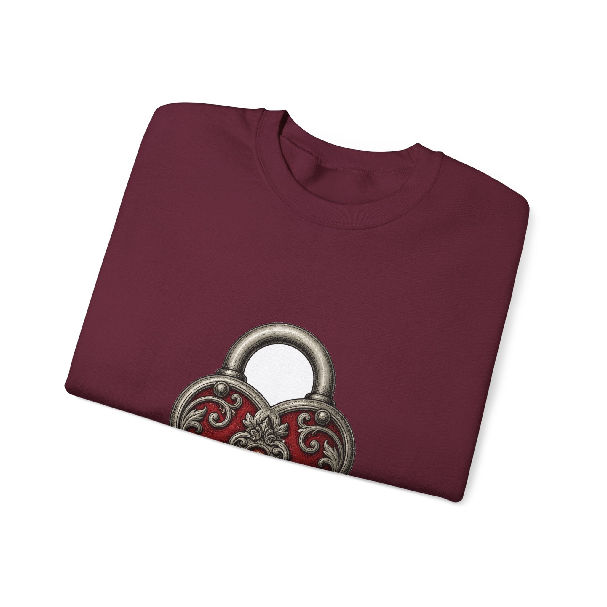 Matching Couple Sweatshirt - Key & Lock Matching Couple Comfort Colors Crew Hand-Drawn Art His Hers Anniversary Gift - Design B