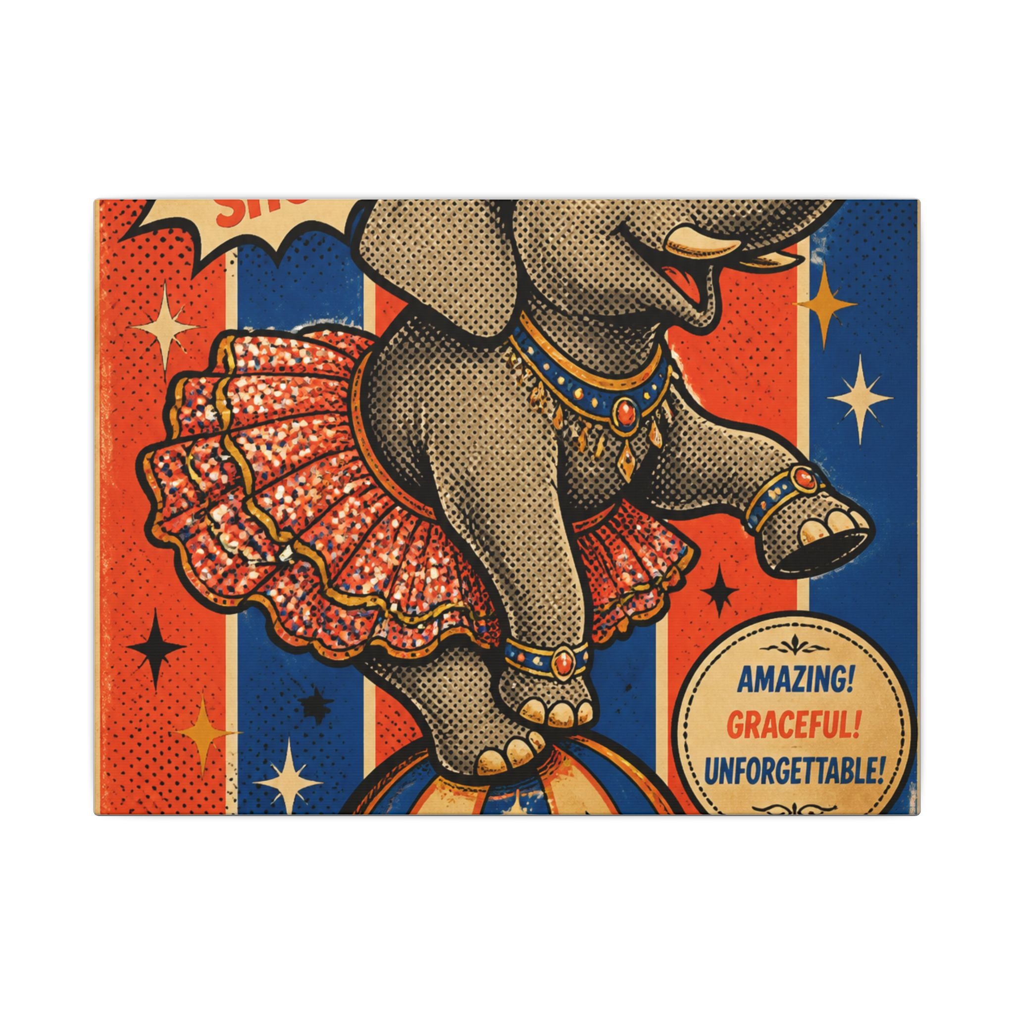 Elephant on Ball Wall Art Canvas 24×36 Pop Art Restaurant Decor Maximalist Print
