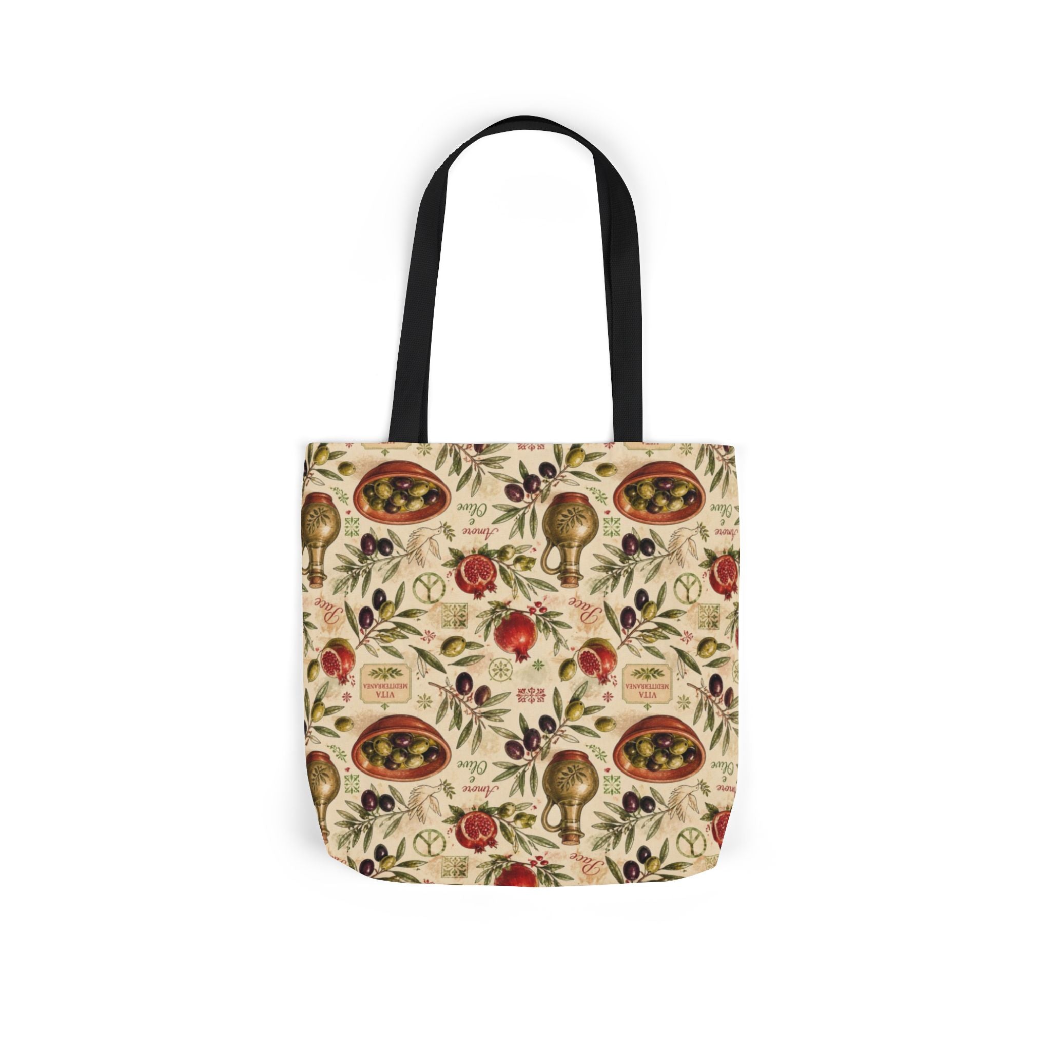 Olive Branches Canvas Tote Bag Mediterranean Kitchen Watercolor Design Italian Cottagecore Gift