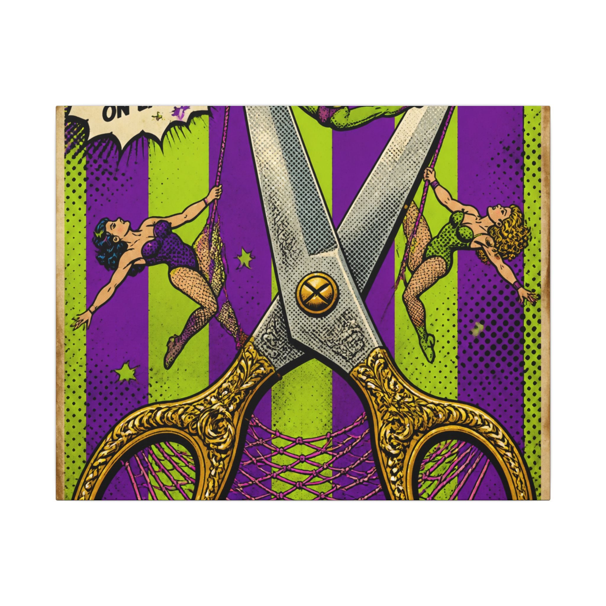 Giant Scissors Trapeze Wall Art Canvas 24×36 Pop Art Restaurant Decor Maximalist Print