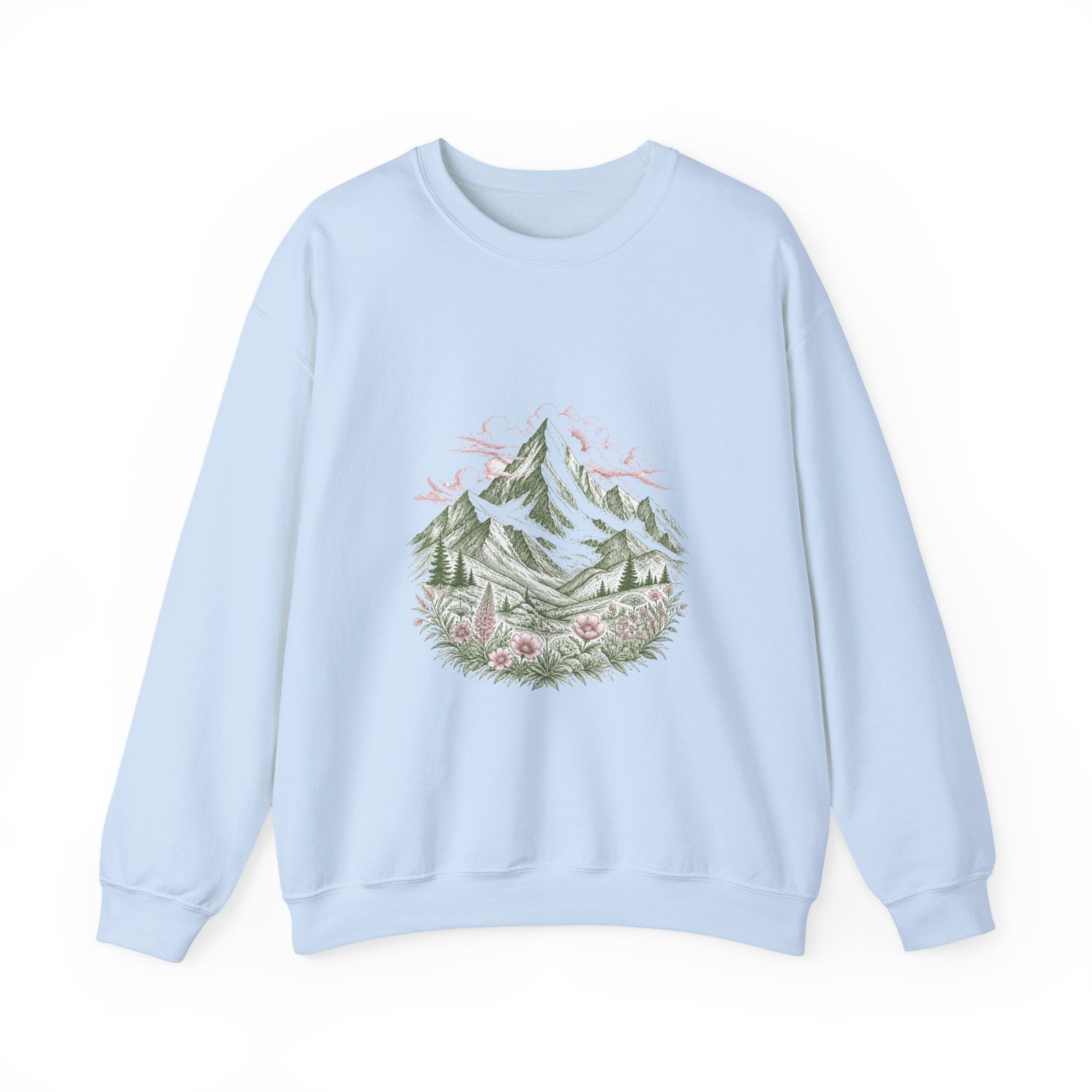 Matching Couple Sweatshirt - Mountain & Ocean Matching Couple Comfort Colors Crew Hand-Drawn Art His Hers Anniversary Gift - Design A