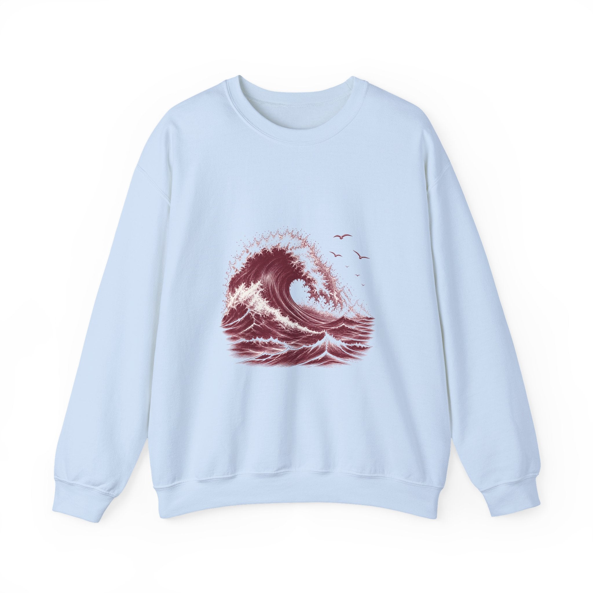Matching Couple Sweatshirt - Mountain & Ocean Matching Couple Crewneck Sweatshirt Hand-Drawn Art His Hers Best Friend Gift - Design B
